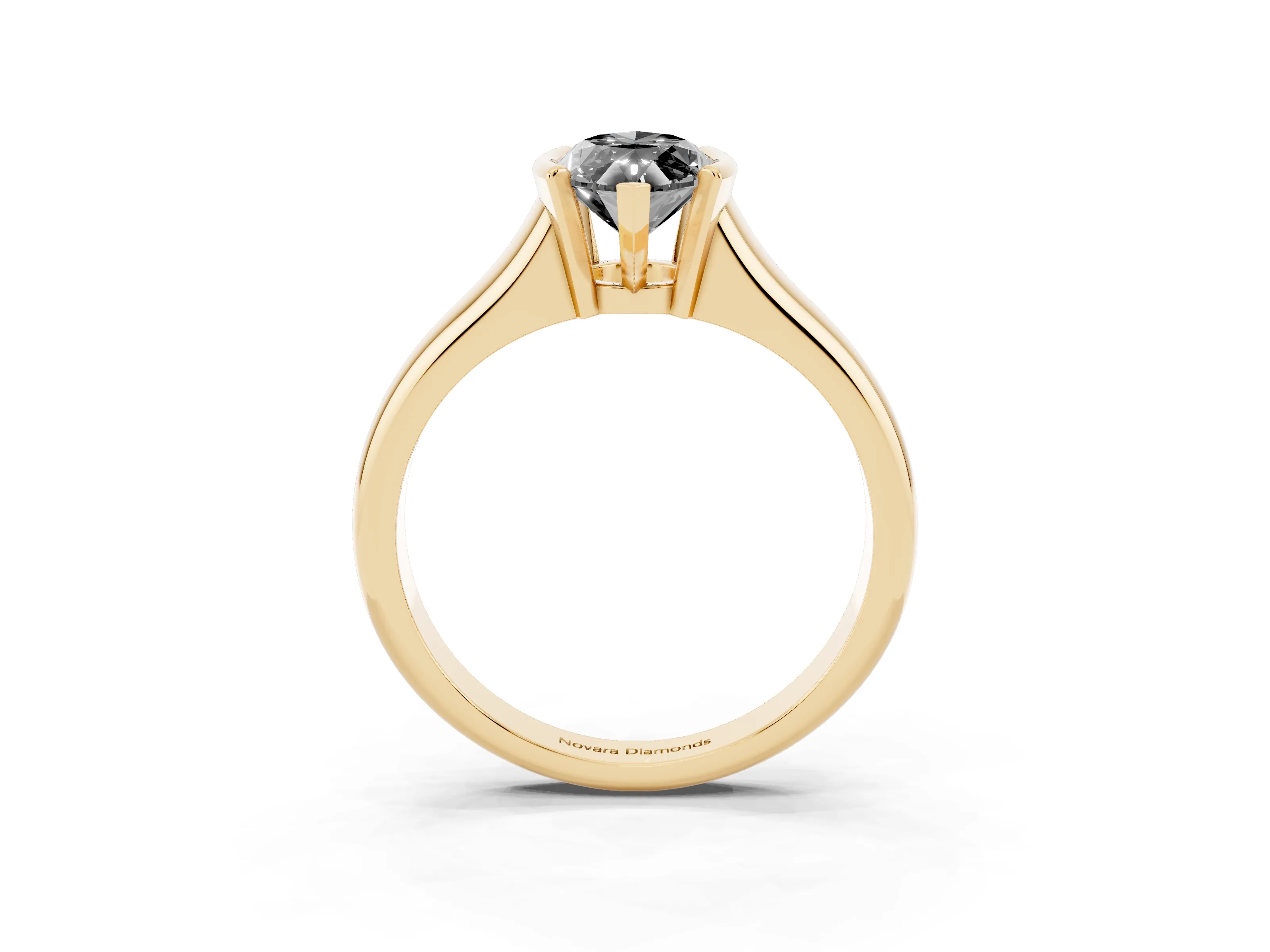 Fancy Black Marquise Cut Diamond Solitaire Tension Set Ring Set in Yellow gold with Split Shank Band