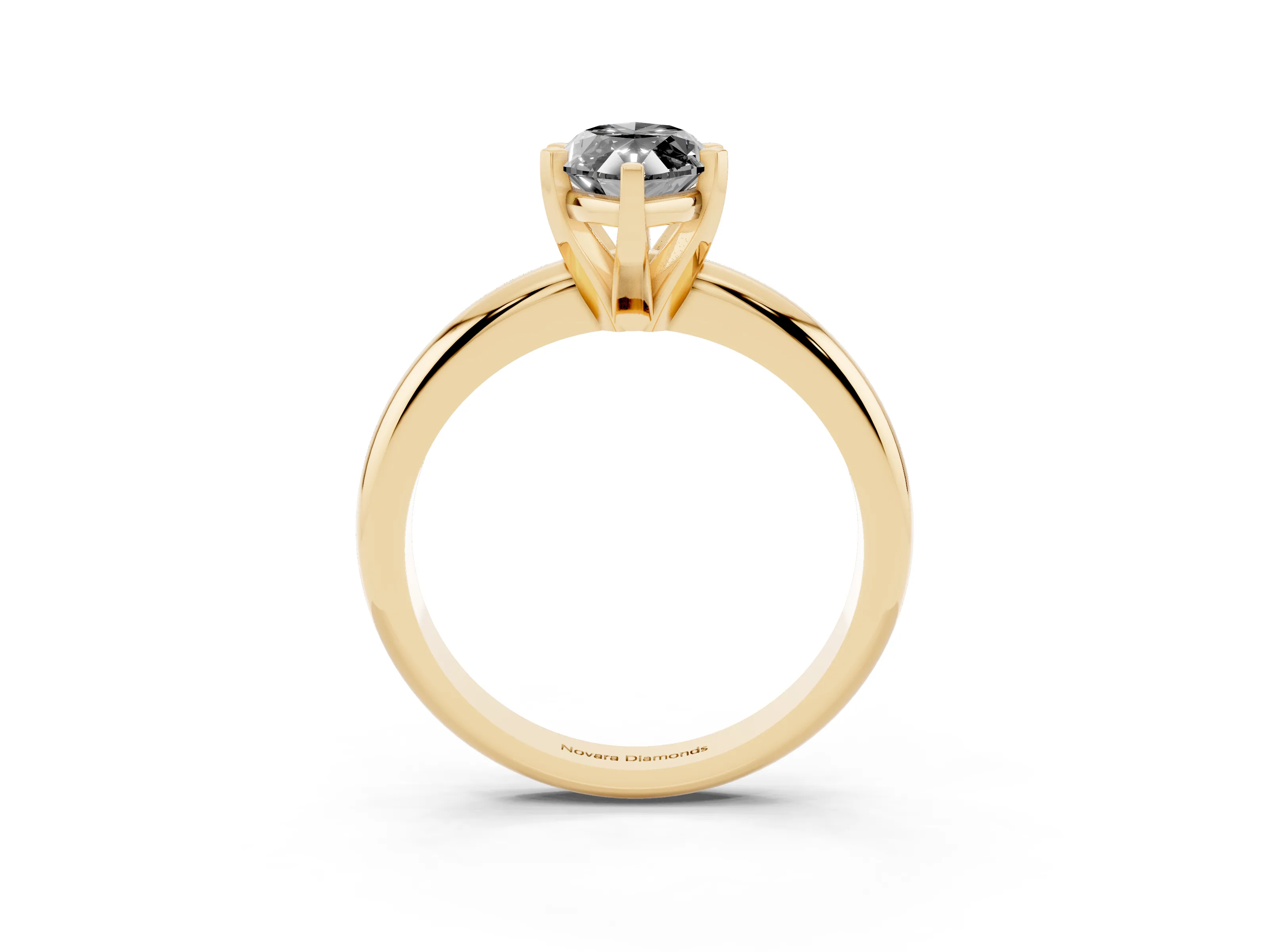 Fancy Black Marquise Cut Diamond Solitaire Engagement Ring Set in Yellow gold with Round Band and Prong Setting