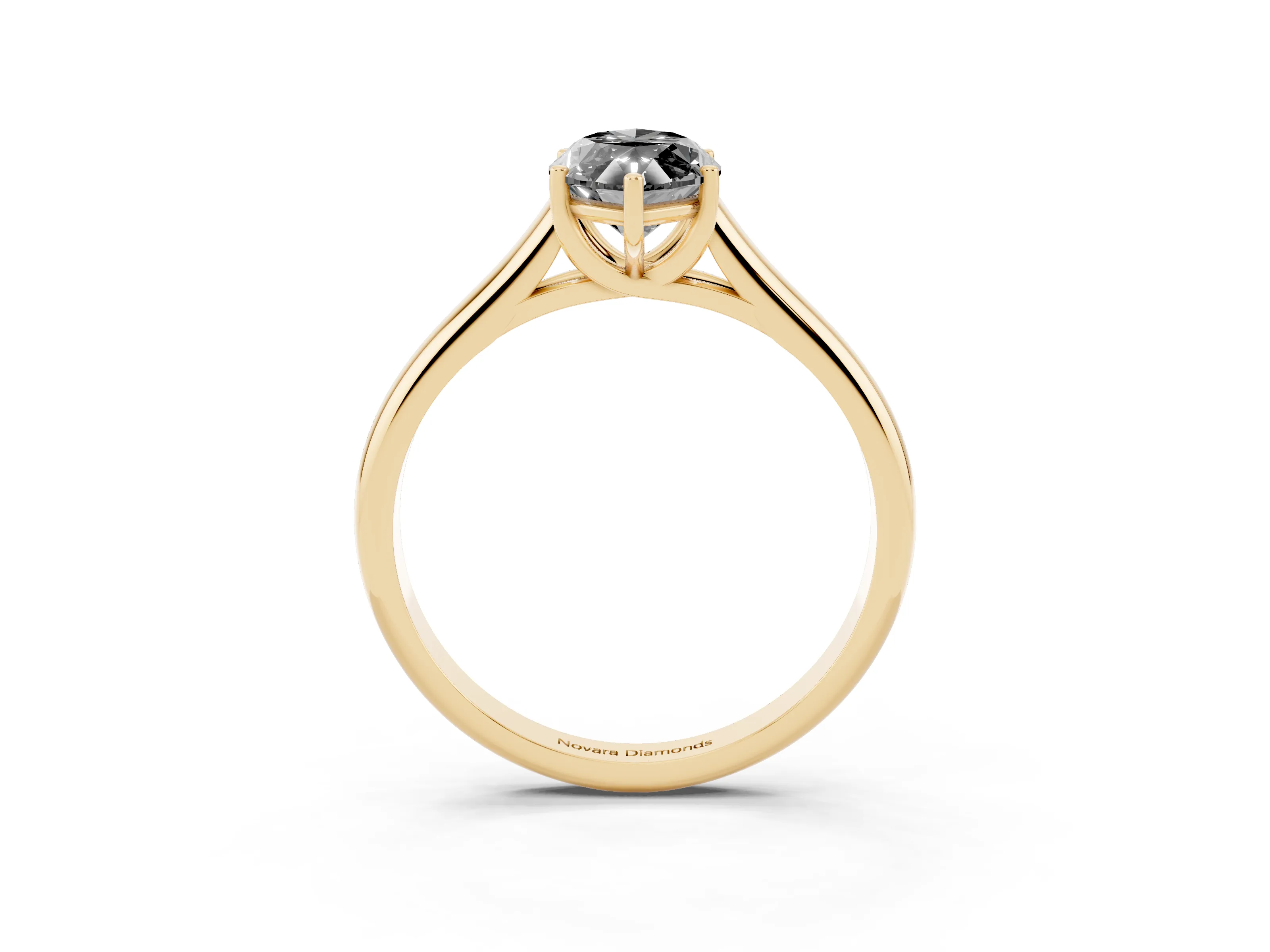 Fancy Black Marquise Cut Diamond Solitaire Engagement Ring Set in Yellow gold with Subtly Tapered Band and Prong Setting