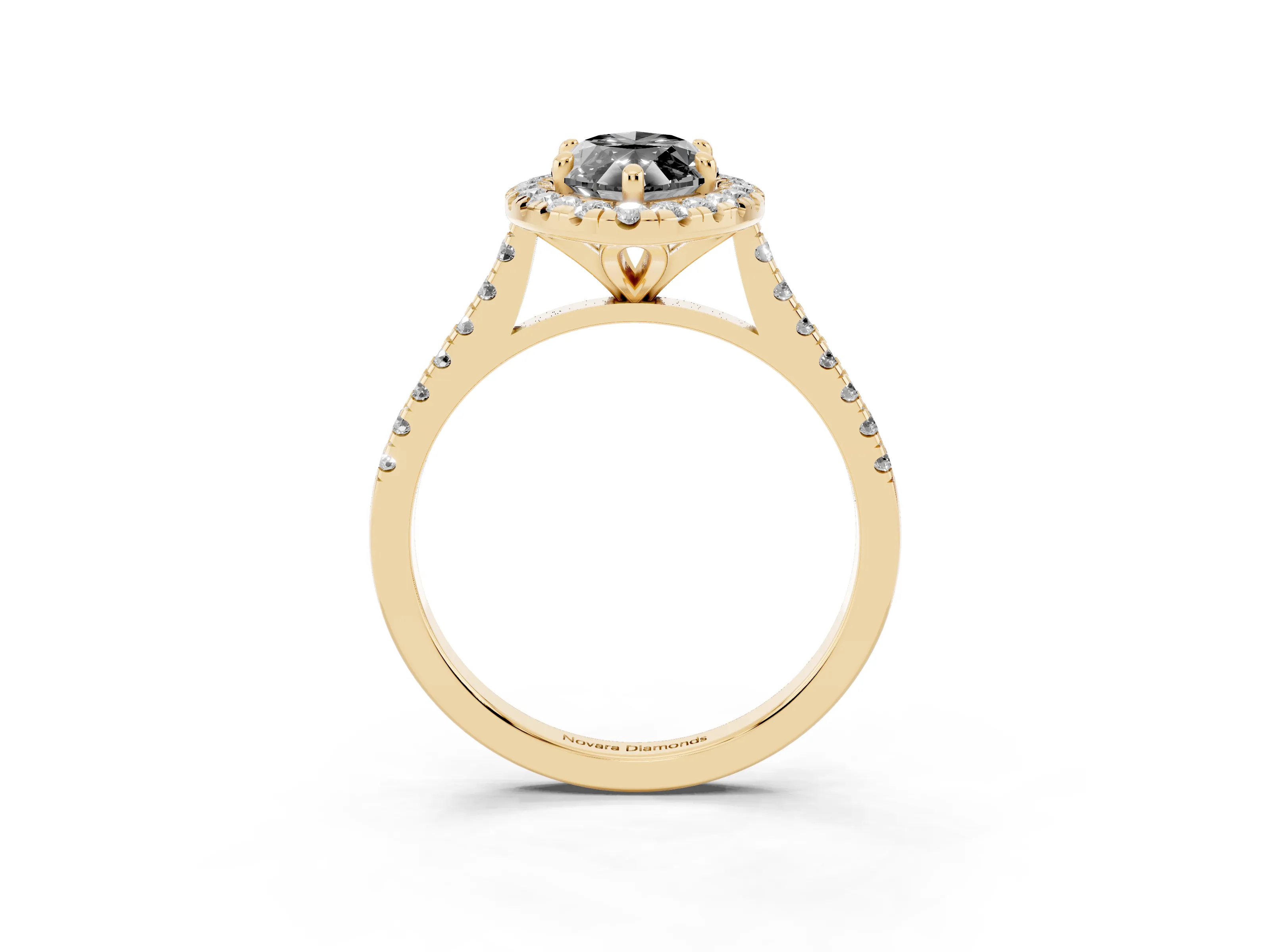 Fancy Black Marquise Cut Diamond Cushion Halo Ring Set in Yellow gold with Pavé Band