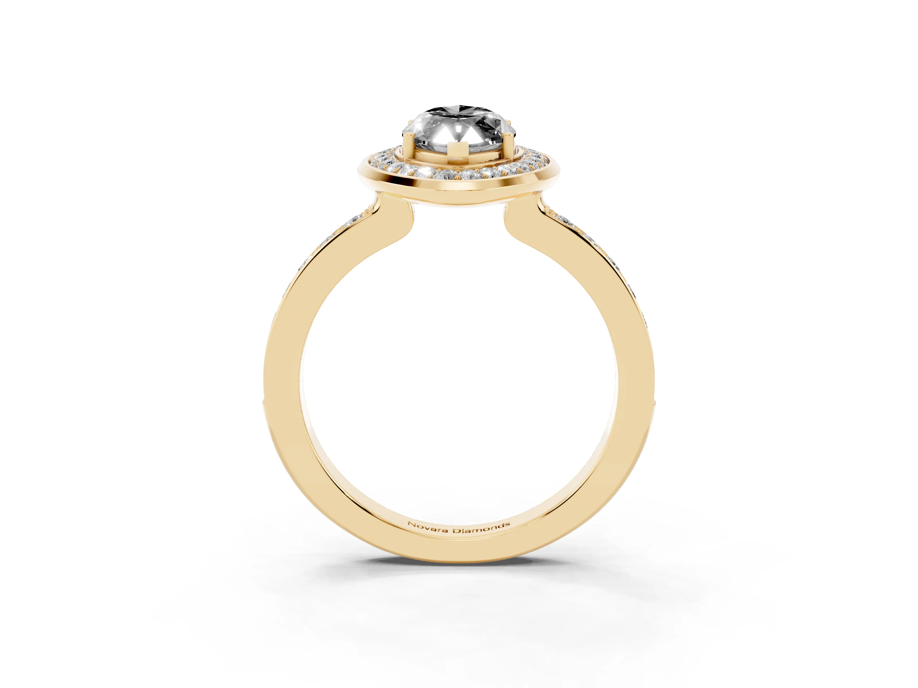 Fancy Black Marquise Cut Diamond Halo Ring Set in Yellow gold with Bezel Frame and Pavé Band