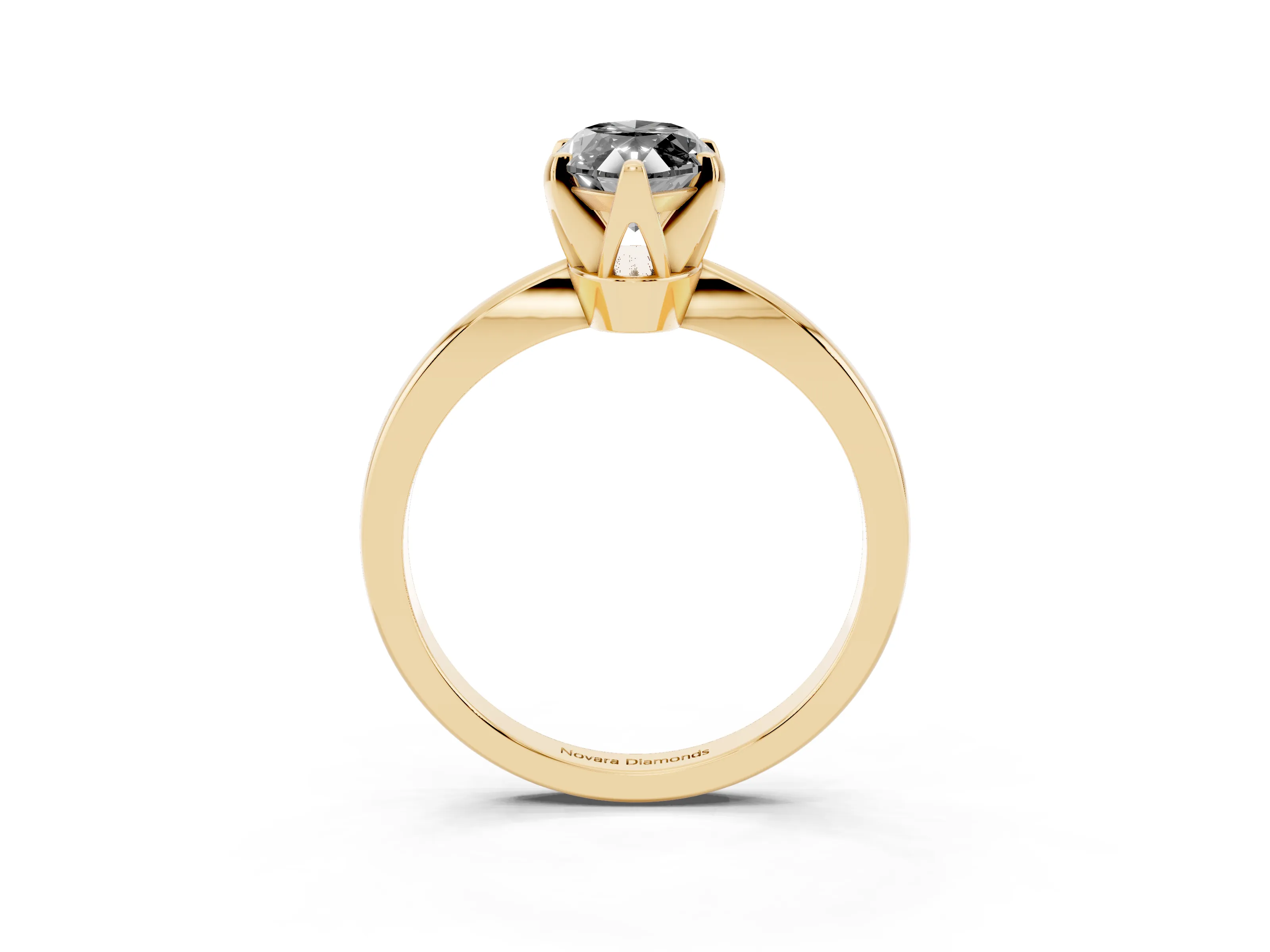 Fancy Black Marquise Cut Diamond Solitaire Engagement Ring Set in Yellow gold with Slim Tapered Solitaire Band