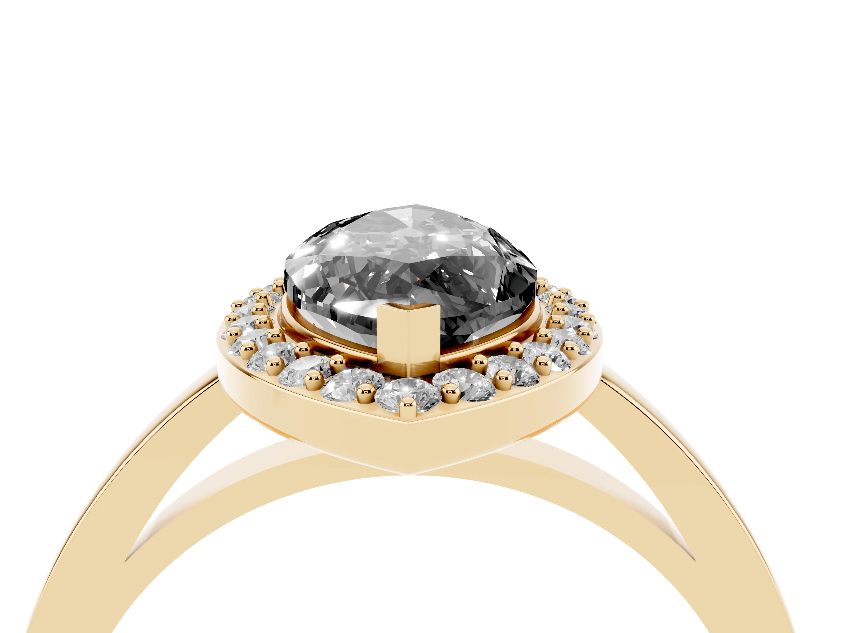 Fancy Black Marquise Cut Diamond Halo Ring Set in Yellow gold with Solitaire Band and Prong Setting