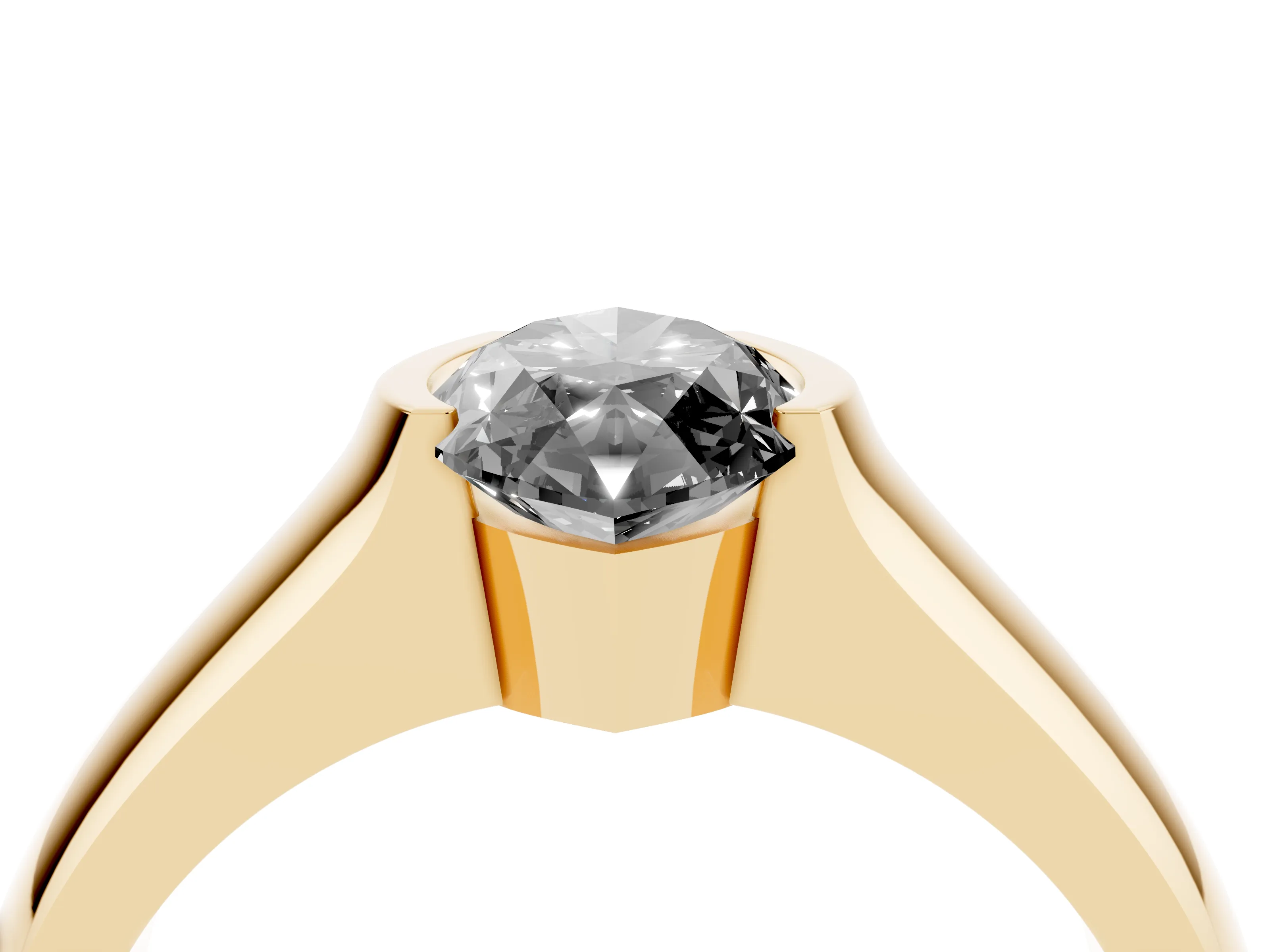 Fancy Black Marquise Cut Diamond Bezel Solitaire Ring Set in Yellow gold with Wide Band