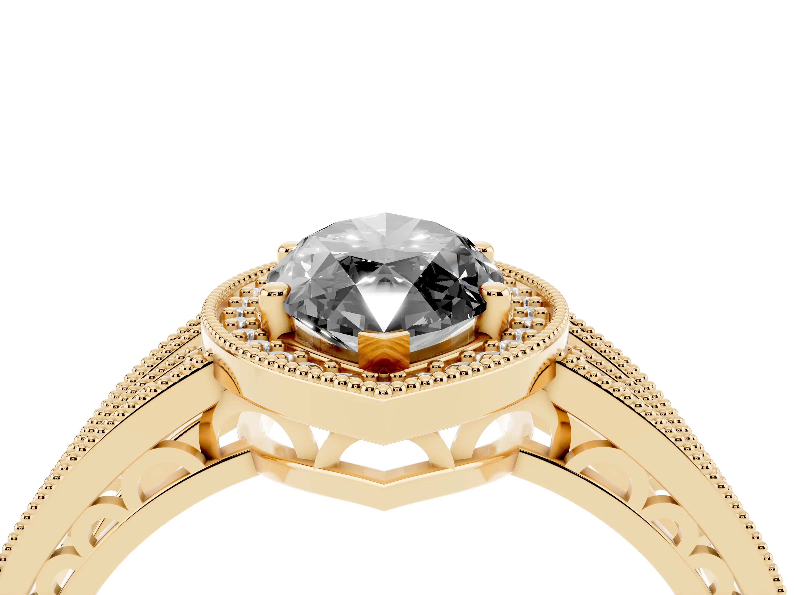 Fancy Black Marquise Cut Diamond Halo Ring Set in Yellow gold with Accent Split Shank and Prong Setting