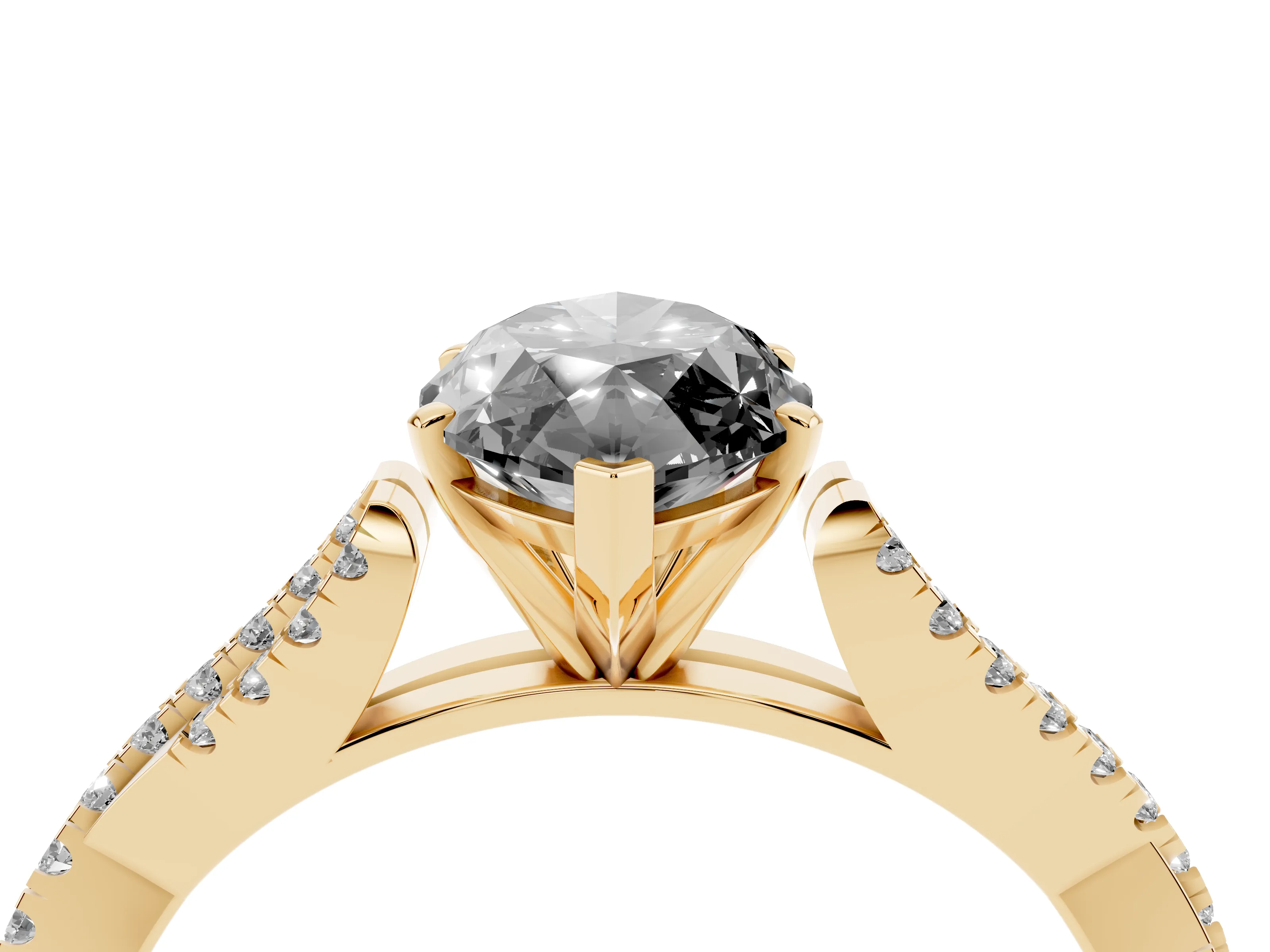 Fancy Black Marquise Cut Diamond Solitaire Engagement Ring Set in Yellow gold with Twisted Pavé Band and Prong Setting