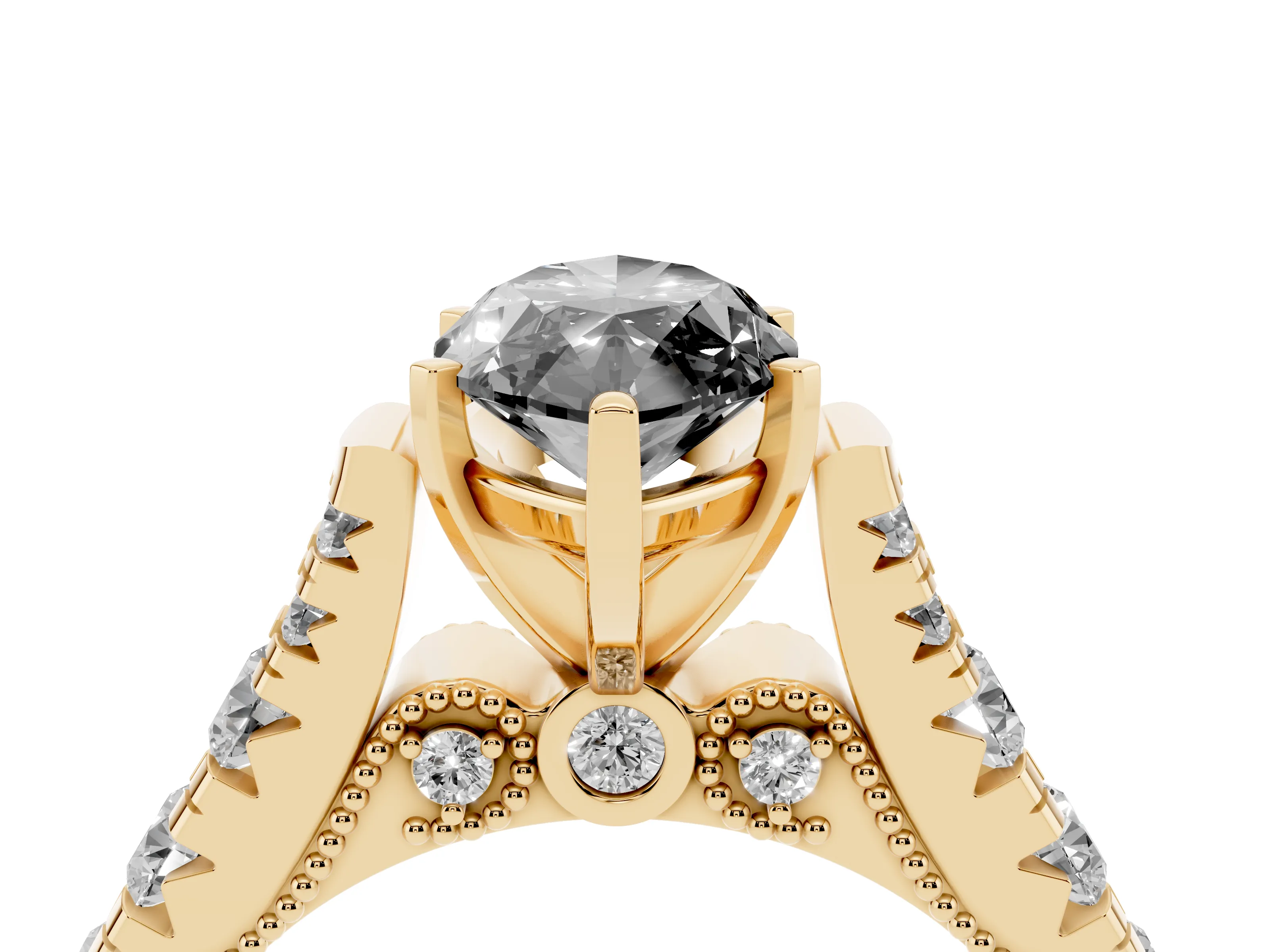 Fancy Black Marquise Cut Diamond Classic Solitaire Ring Set in Yellow gold with Pavé Band and Prong Setting