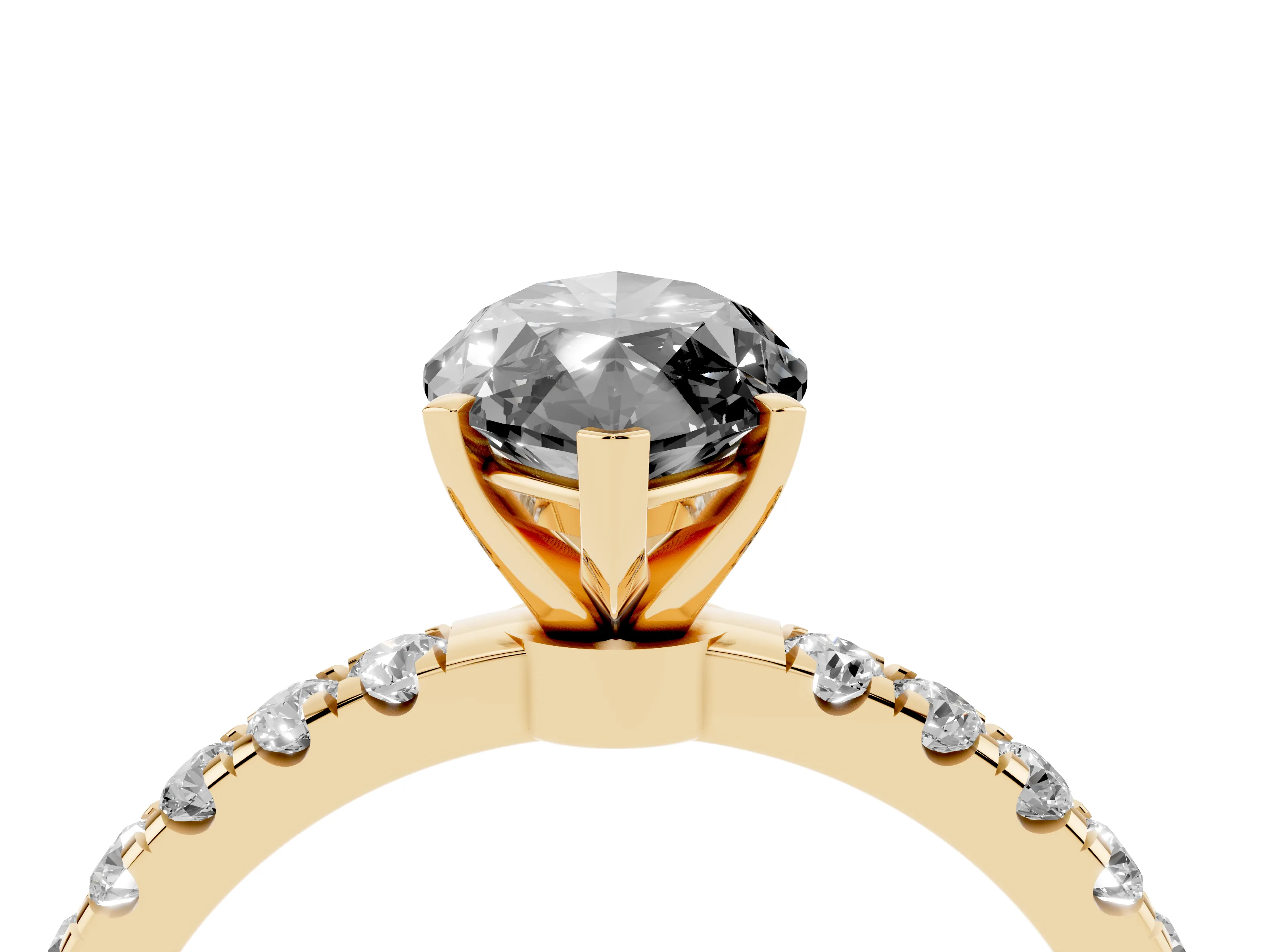 Fancy Black Marquise Cut Diamond Solitaire Ring Set in Yellow gold with Pavé Accents and Prong Setting
