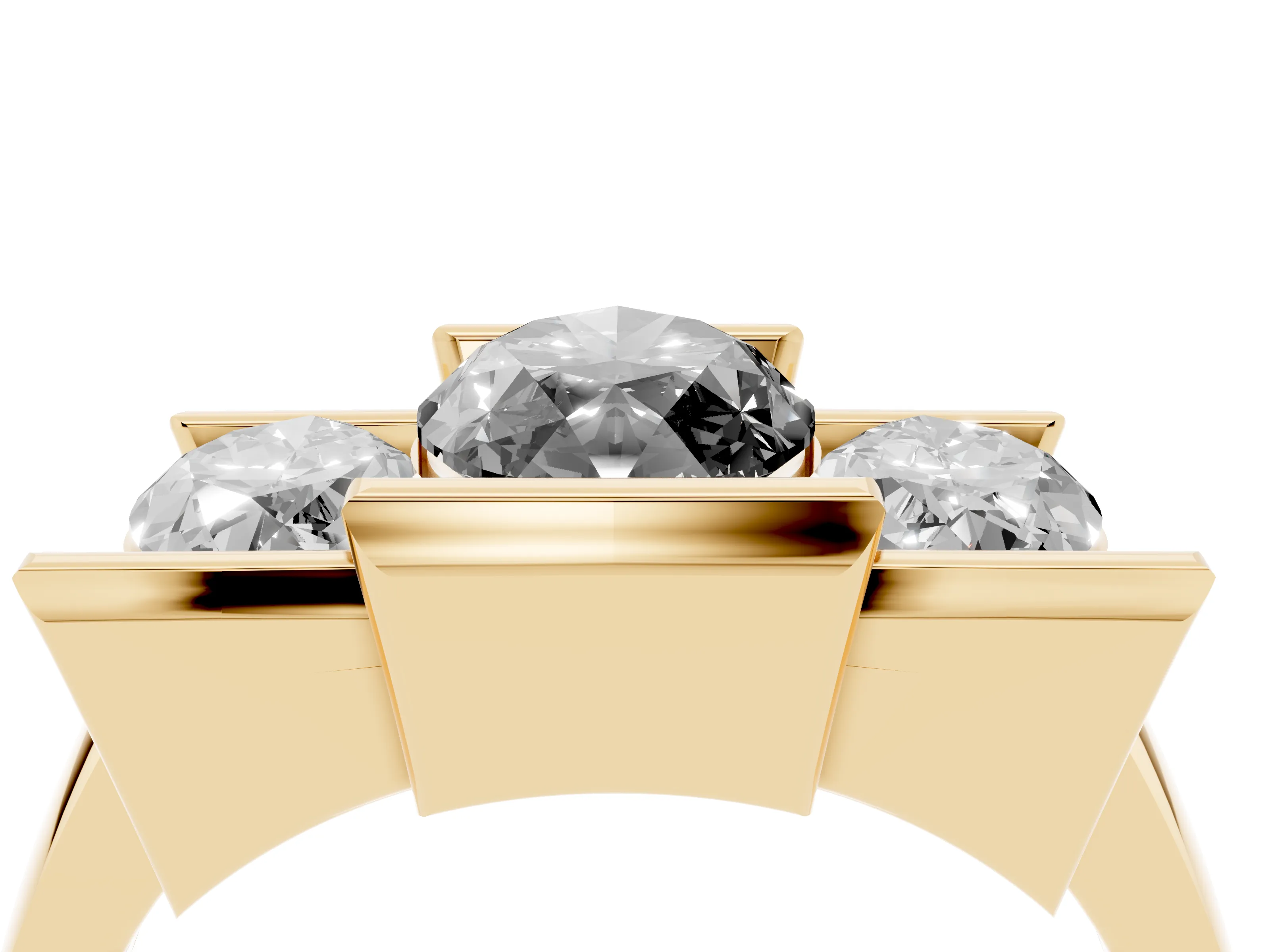 Fancy Black Marquise Cut Diamond Three-Stone Channel Set Ring Set in Yellow gold with Smooth Polished Band