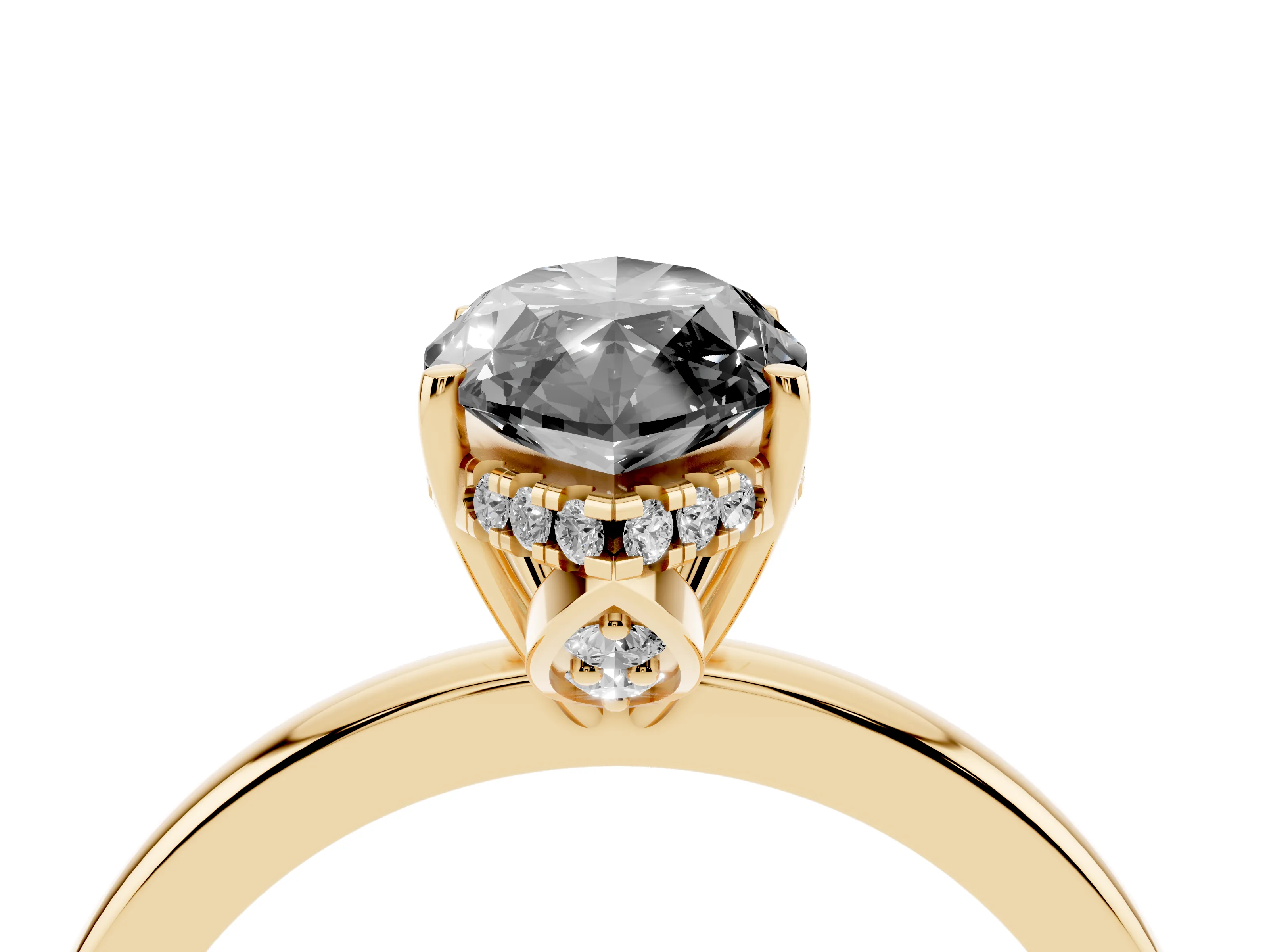 Fancy Black Marquise Cut Diamond Solitaire Ring Set in Yellow gold with Plain Band and Prong Setting