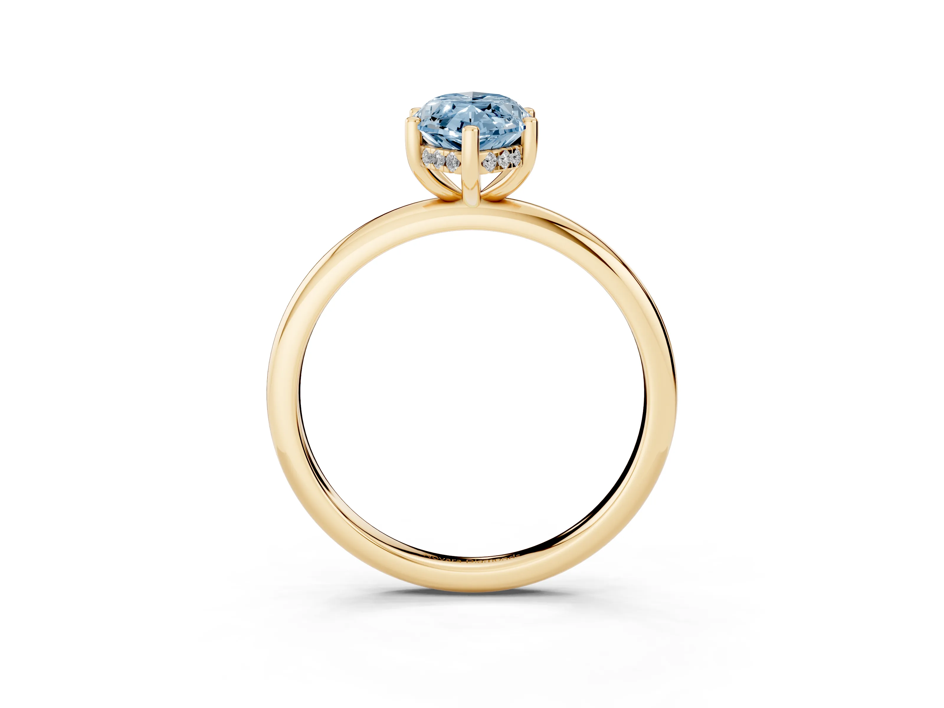 Fancy Blue Marquise Cut Diamond Solitaire Engagement Ring Set in Yellow gold with Prong Setting and Polished Band