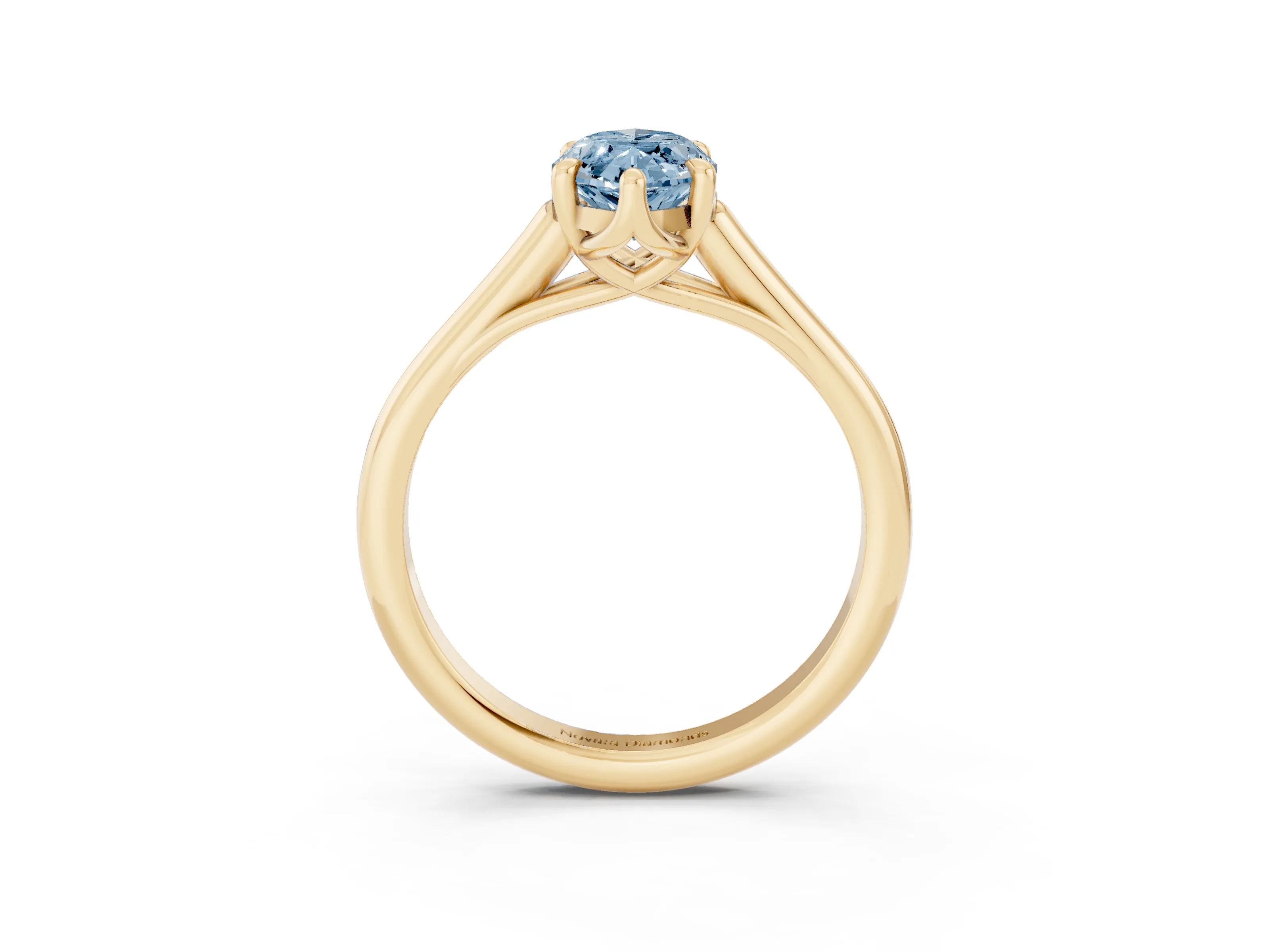 Fancy Blue Marquise Cut Diamond Solitaire Engagement Ring Set in Yellow gold with Prong Setting and Plain Classic Band