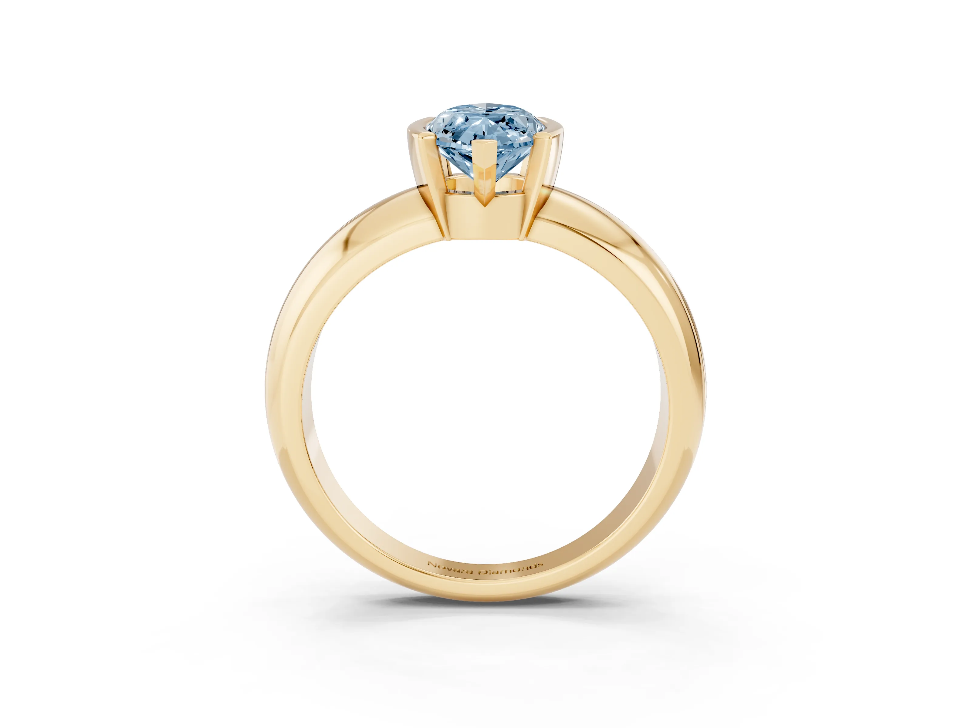 Fancy Blue Marquise Cut Diamond Solitaire Tension Set Ring Set in Yellow gold with Wide Band