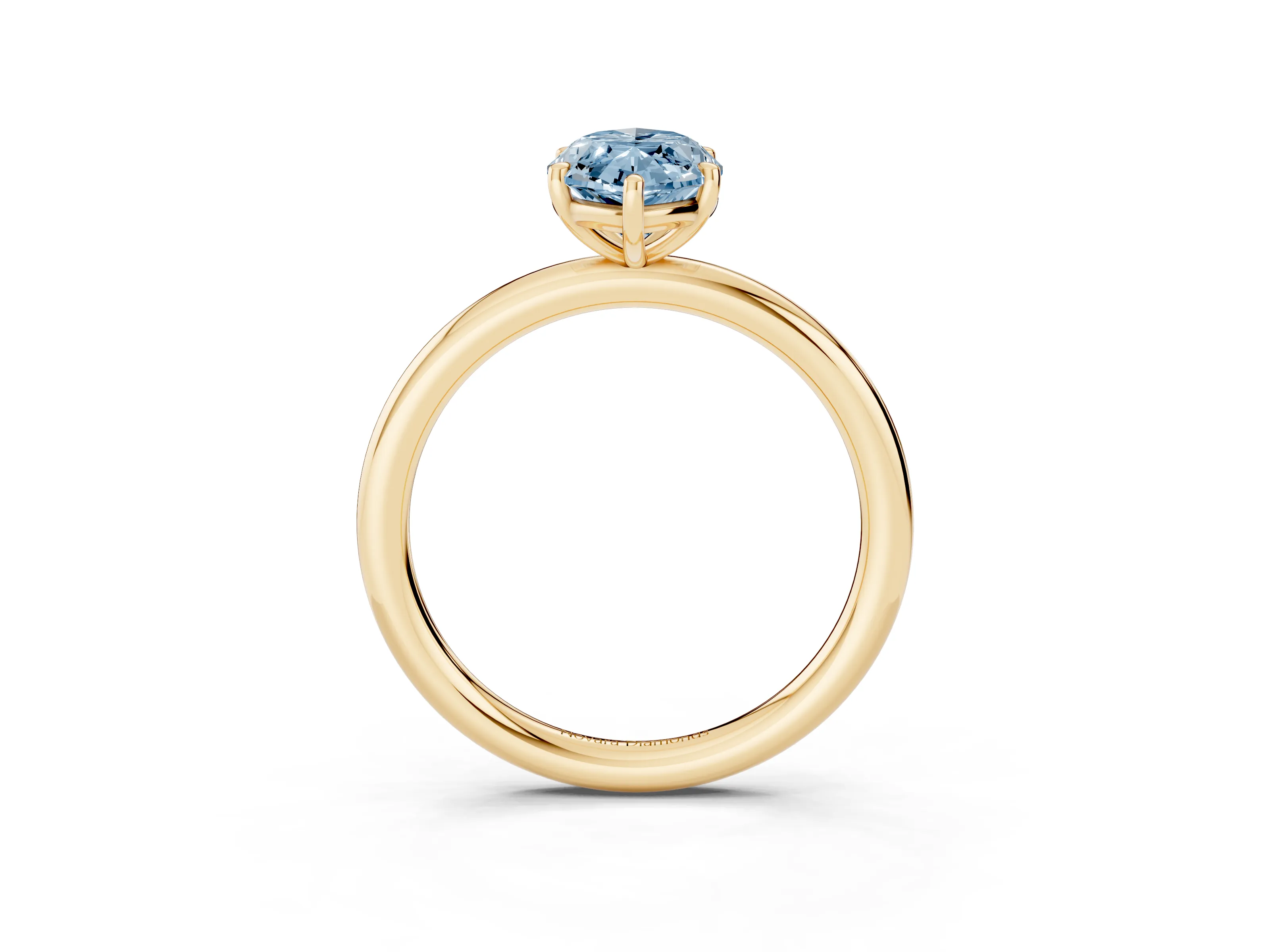 Fancy Blue Marquise Cut Diamond Solitaire Ring Set in Yellow gold with Prong Setting on a Polished Plain Band