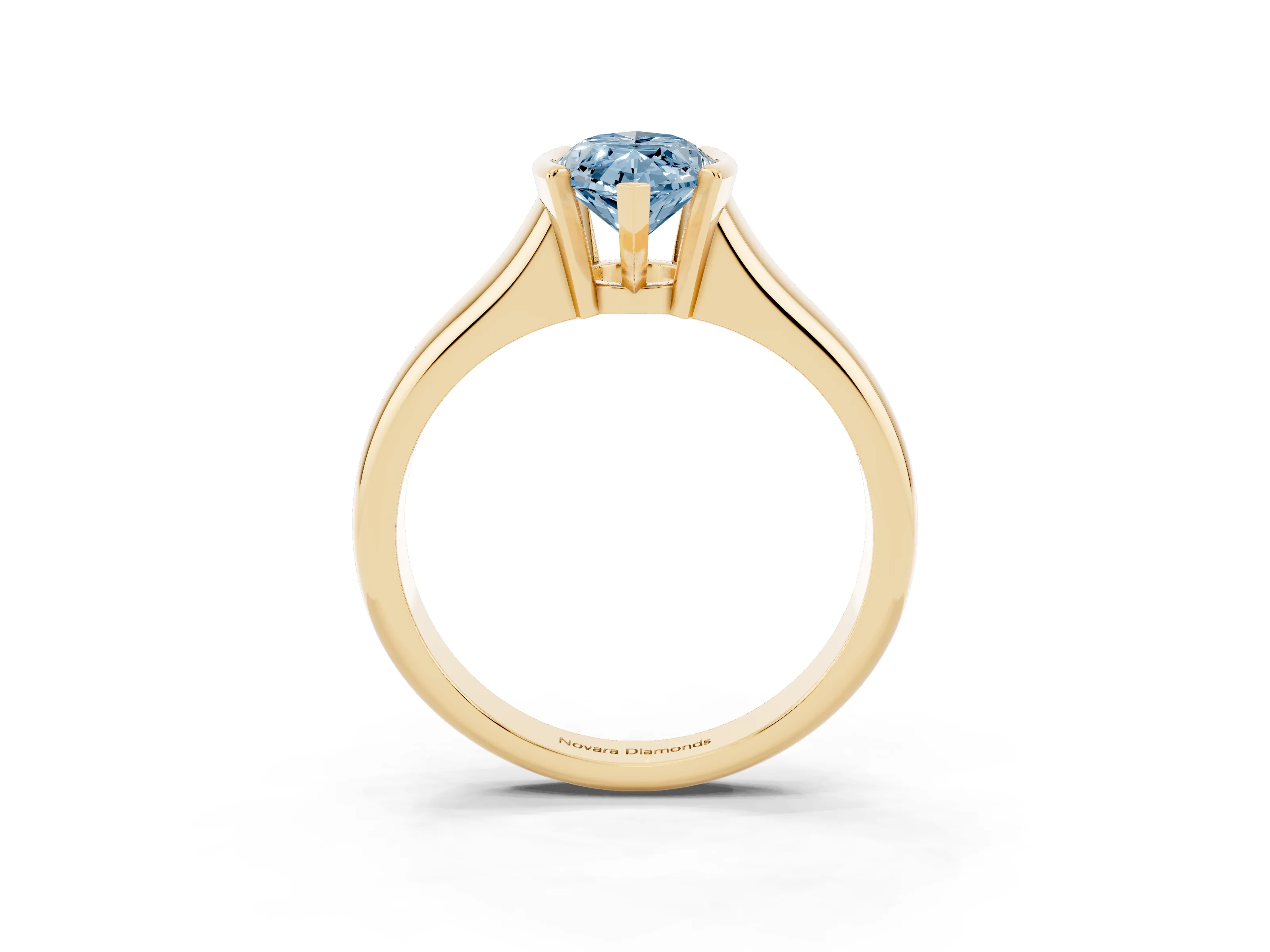 Fancy Blue Marquise Cut Diamond Solitaire Tension Set Ring Set in Yellow gold with Split Shank Band