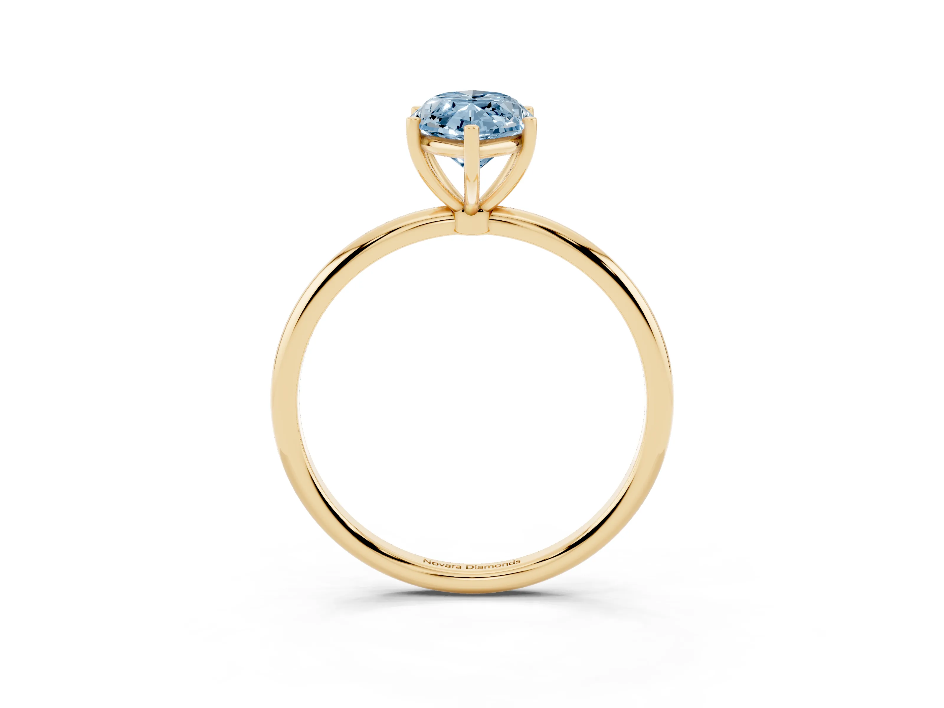 Fancy Blue Marquise Cut Diamond Solitaire Engagement Ring Set in Yellow gold with Thin Band and Prong Setting