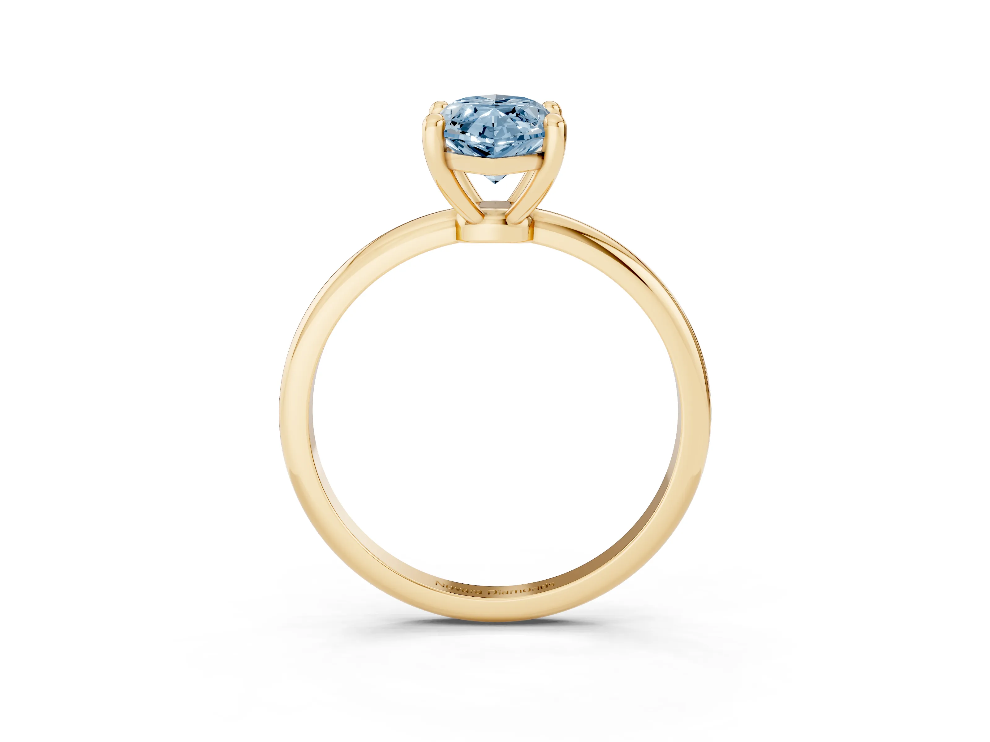 Fancy Blue Marquise Cut Diamond Solitaire Ring Set in Yellow gold with Secure Prong Setting on a Classic Band