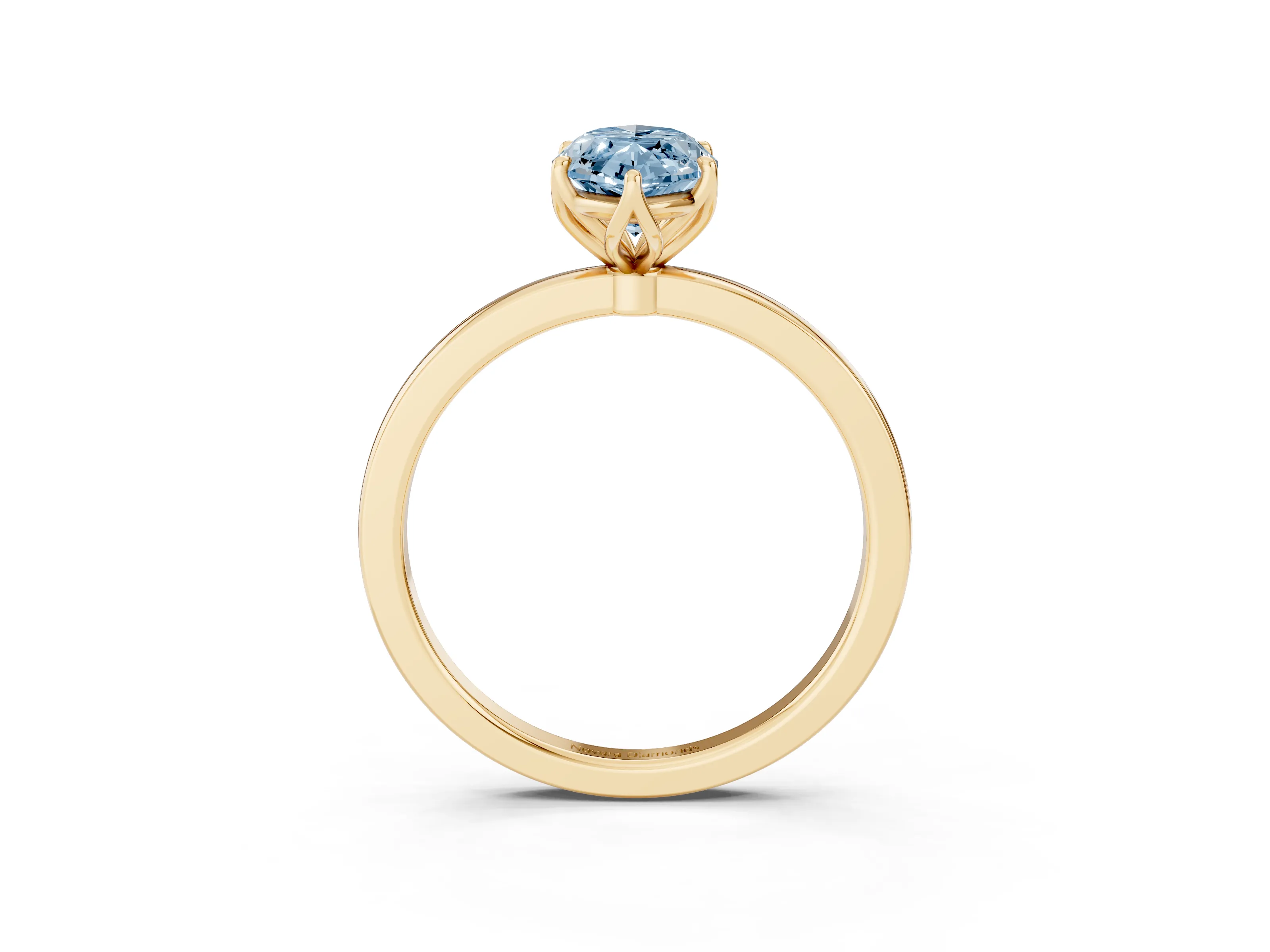 Fancy Blue Marquise Cut Diamond Solitaire Ring Set in Yellow gold with Prong Setting and Thin Polished Band
