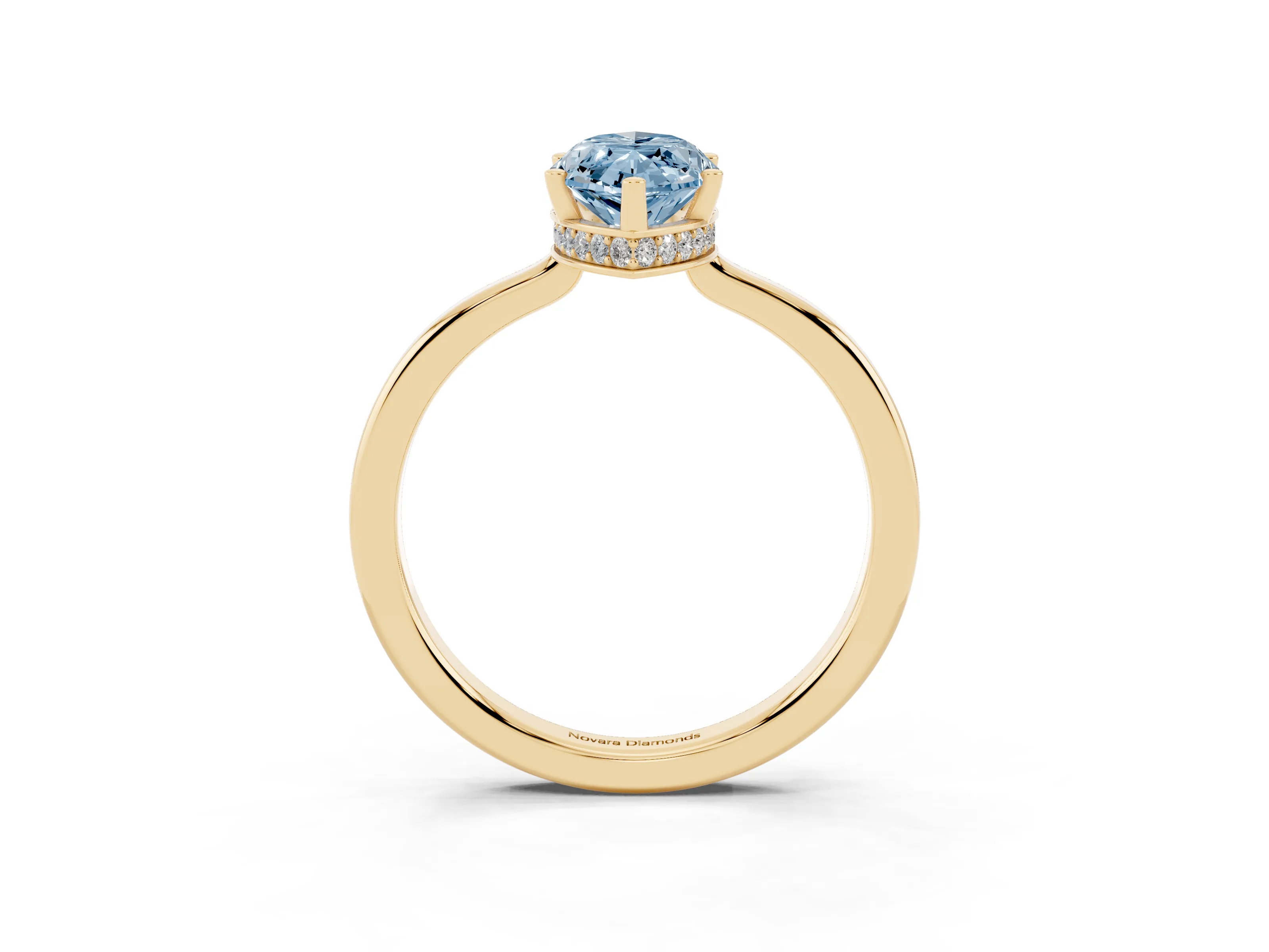 Fancy Blue Marquise Cut Diamond Solitaire Engagement Ring Set in Yellow gold with Prong Setting on a Plain Band
