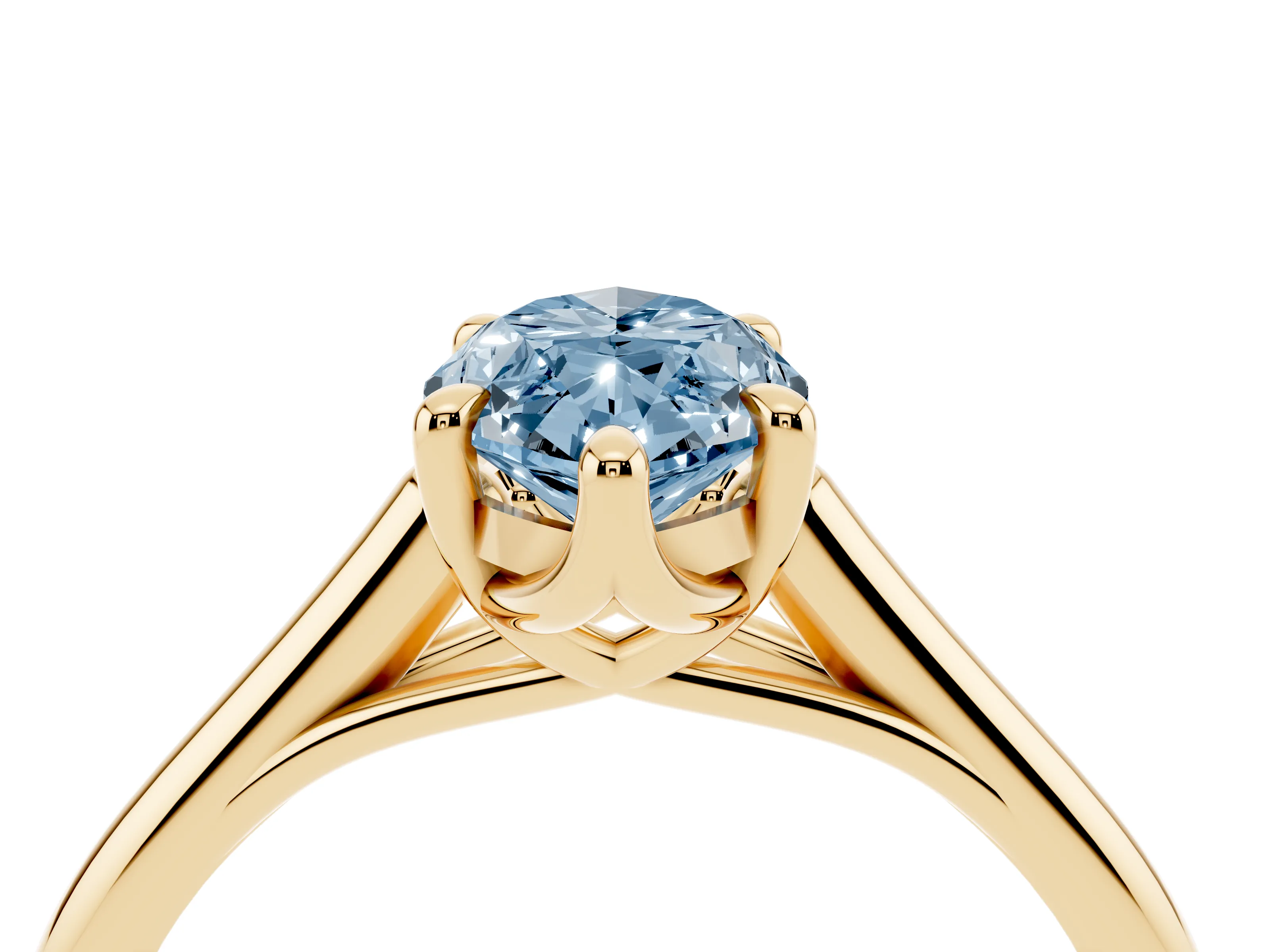Fancy Blue Marquise Cut Diamond Solitaire Engagement Ring Set in Yellow gold with Prong Setting and Plain Classic Band