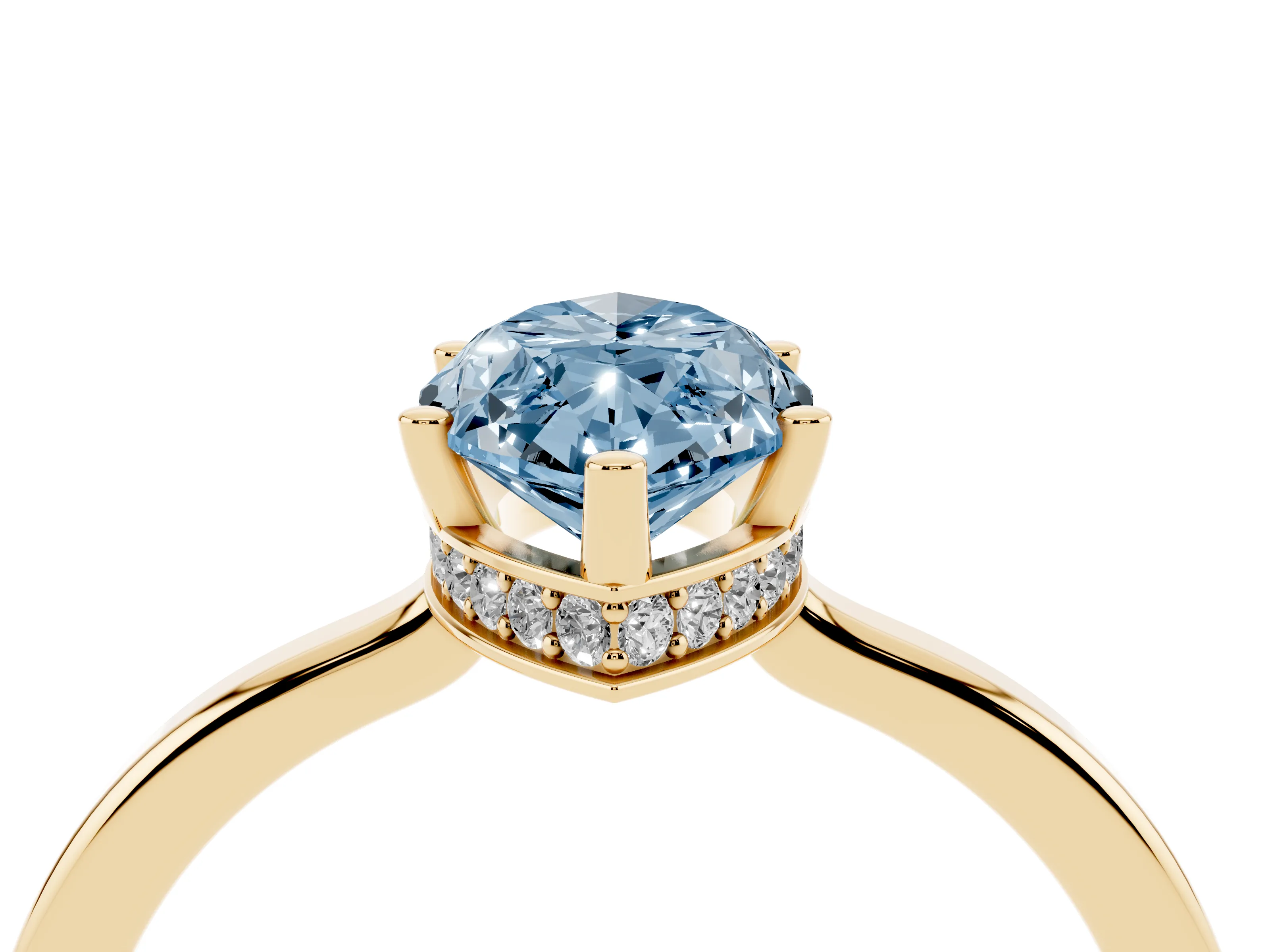 Fancy Blue Marquise Cut Diamond Solitaire Engagement Ring Set in Yellow gold with Prong Setting on a Plain Band