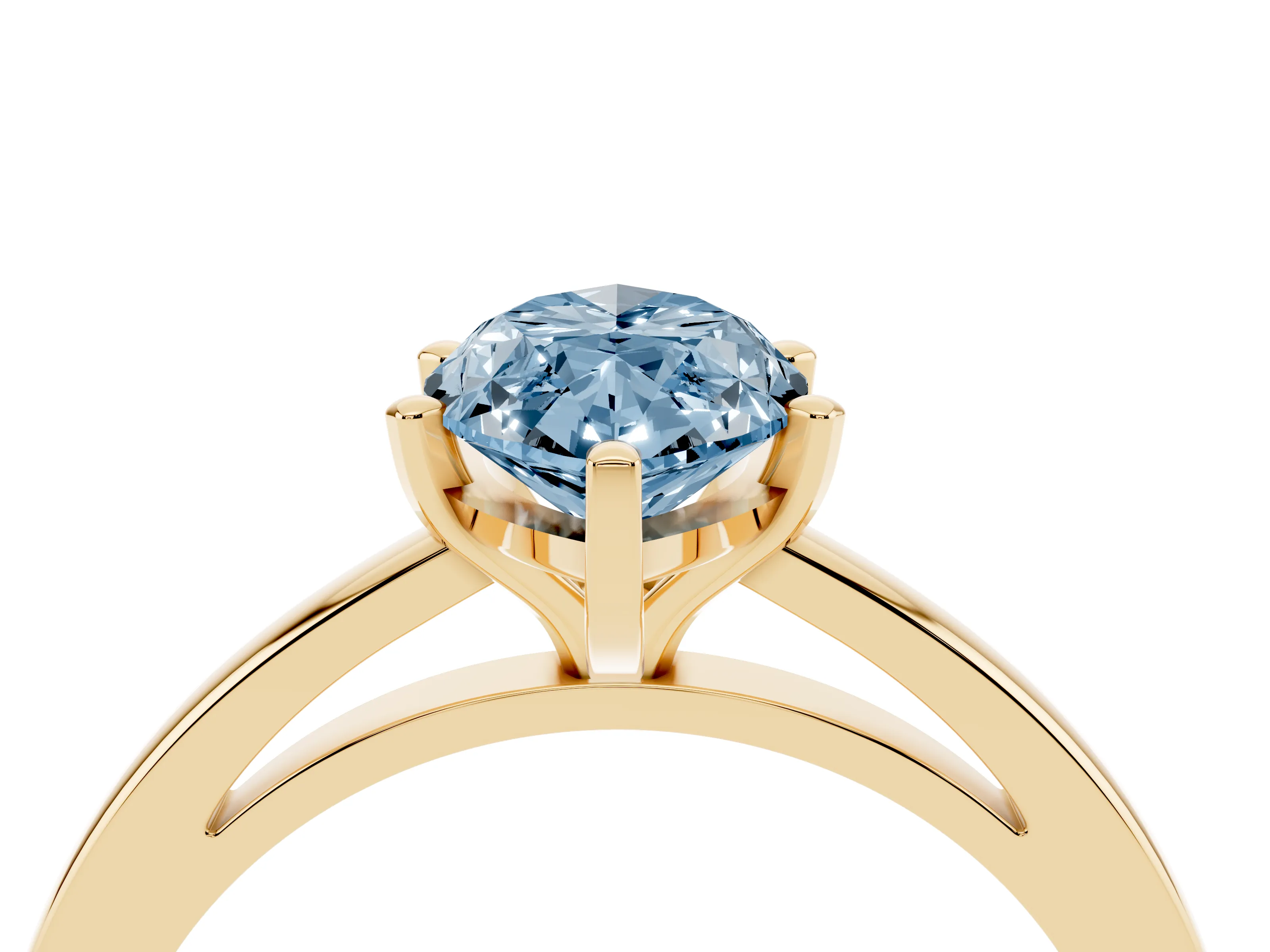 Fancy Blue Marquise Cut Diamond Solitaire Engagement Ring Set in Yellow gold with Prong Setting on a Classic Band