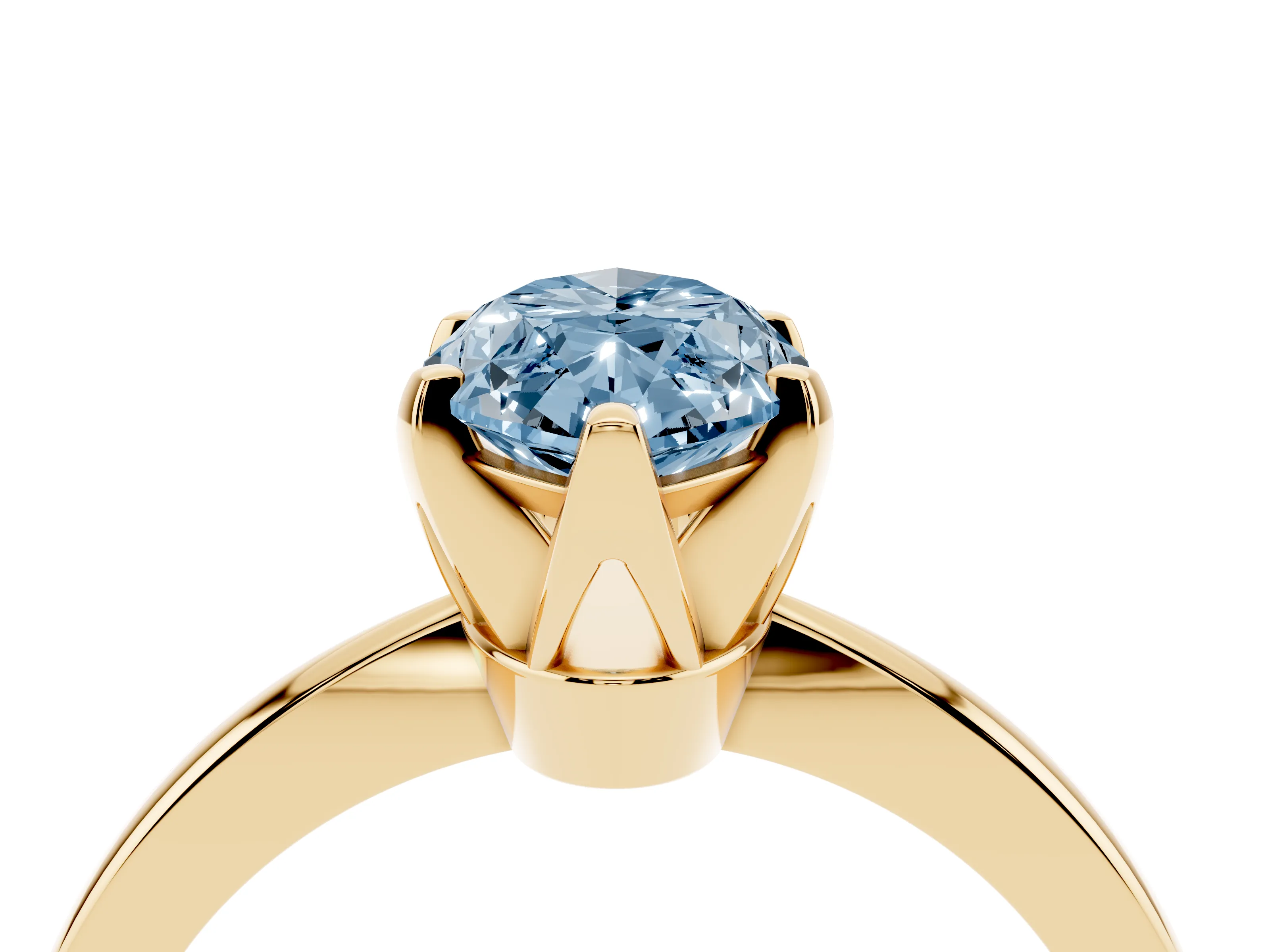 Fancy Blue Marquise Cut Diamond Solitaire Engagement Ring Set in Yellow gold with Slim Tapered Solitaire Band