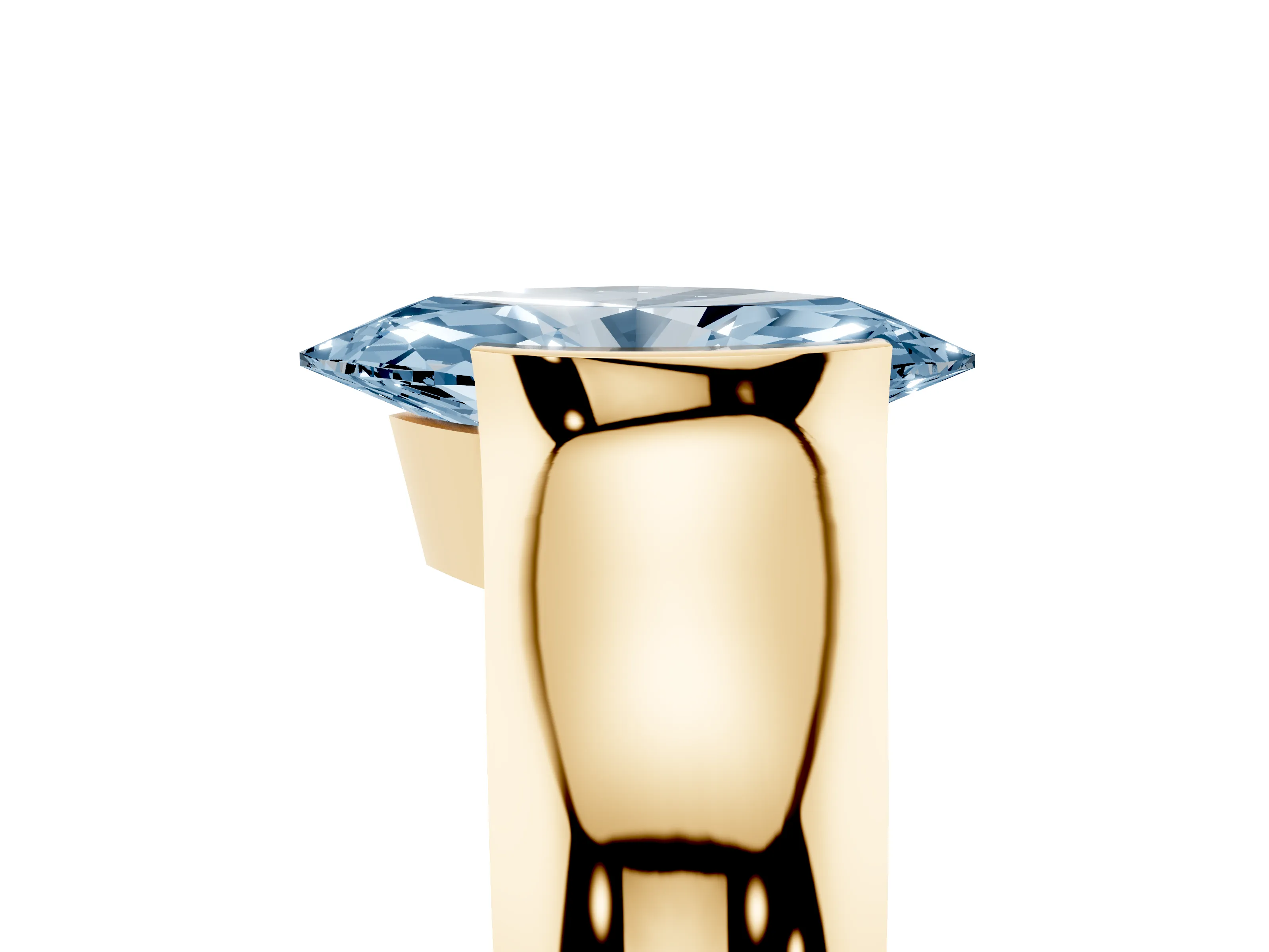 Fancy Blue Marquise Cut Diamond Bezel Solitaire Ring Set in Yellow gold with Wide Band