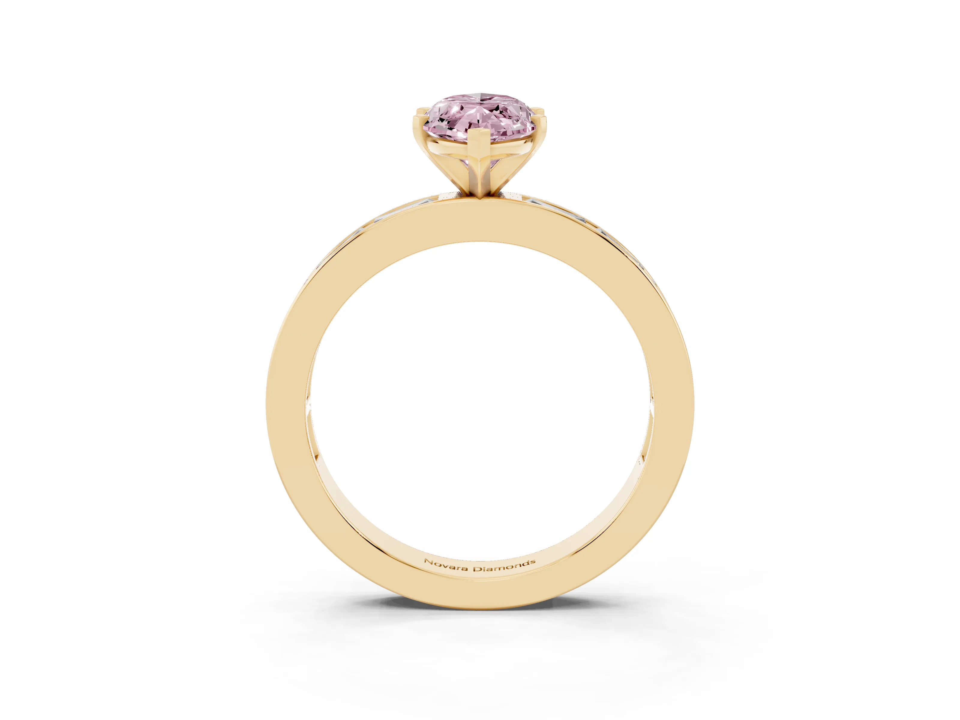 Marquise Channel Set Engagement Ring Setting for a Fancy Pink Lab-Grown Diamond | Yellow Gold