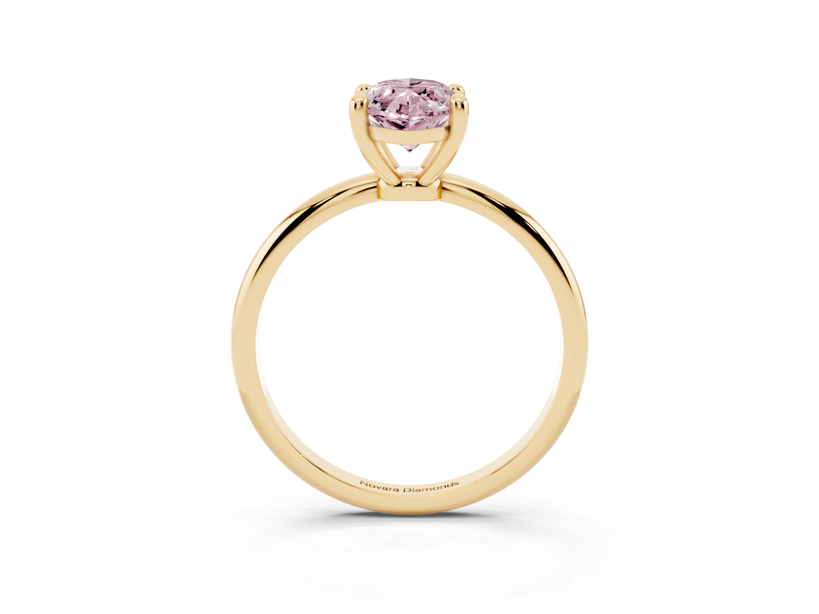 Fancy Pink Marquise Cut Diamond Solitaire Ring Set in Yellow gold with Secure Prong Setting on a Classic Band