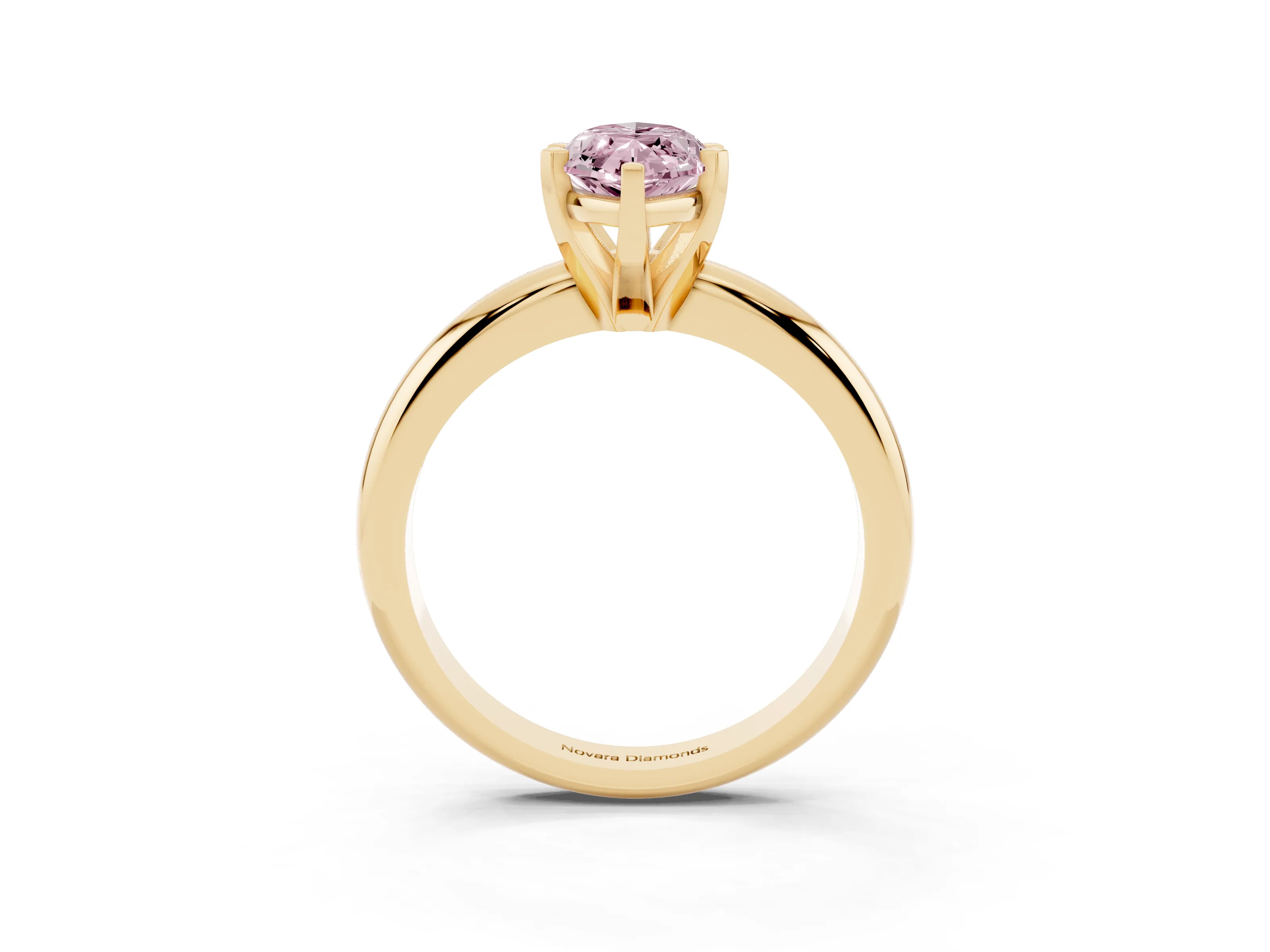 Fancy Pink Marquise Cut Diamond Solitaire Engagement Ring Set in Yellow gold with Round Band and Prong Setting