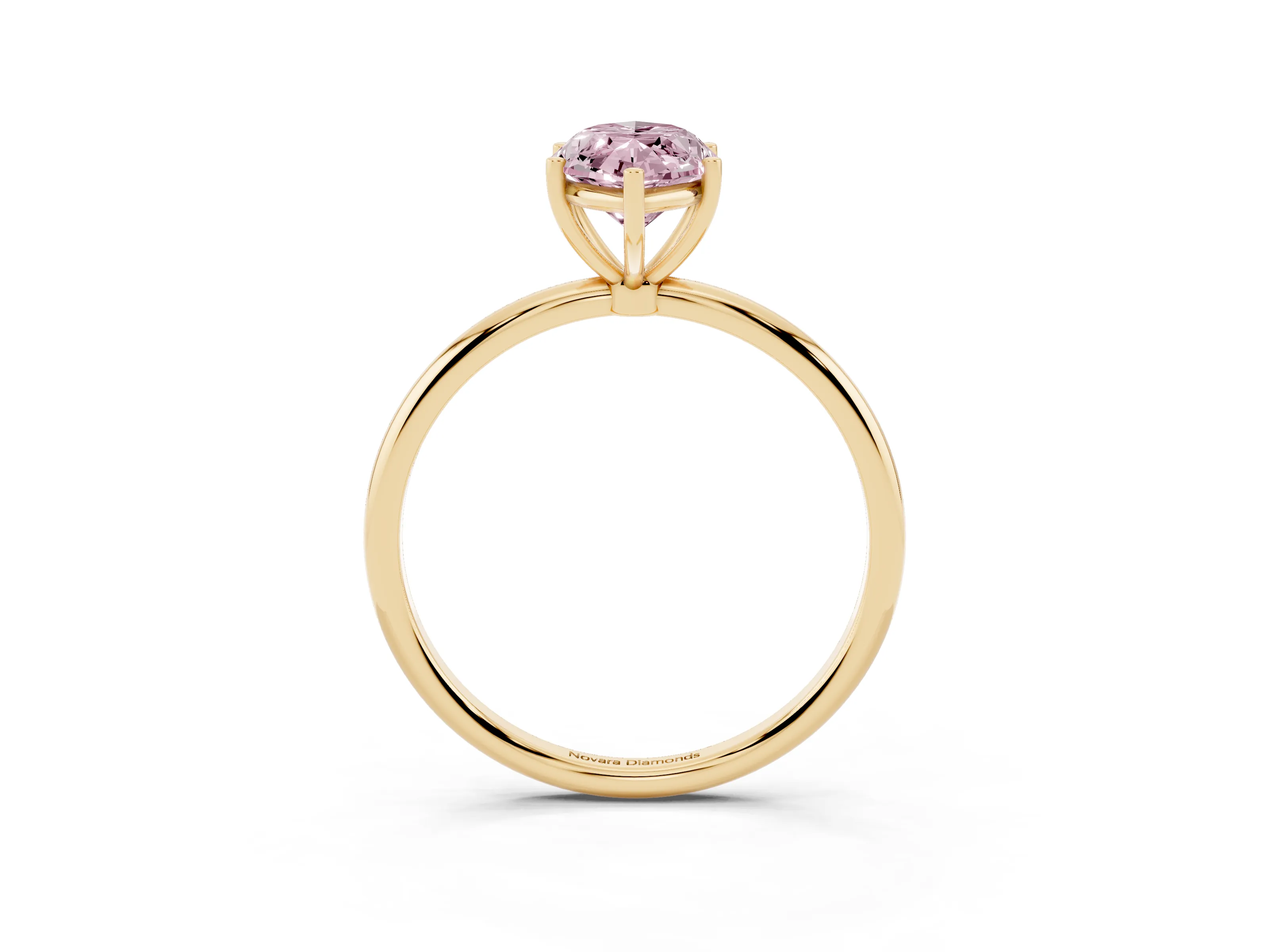 Fancy Pink Marquise Cut Diamond Solitaire Engagement Ring Set in Yellow gold with Thin Band and Prong Setting
