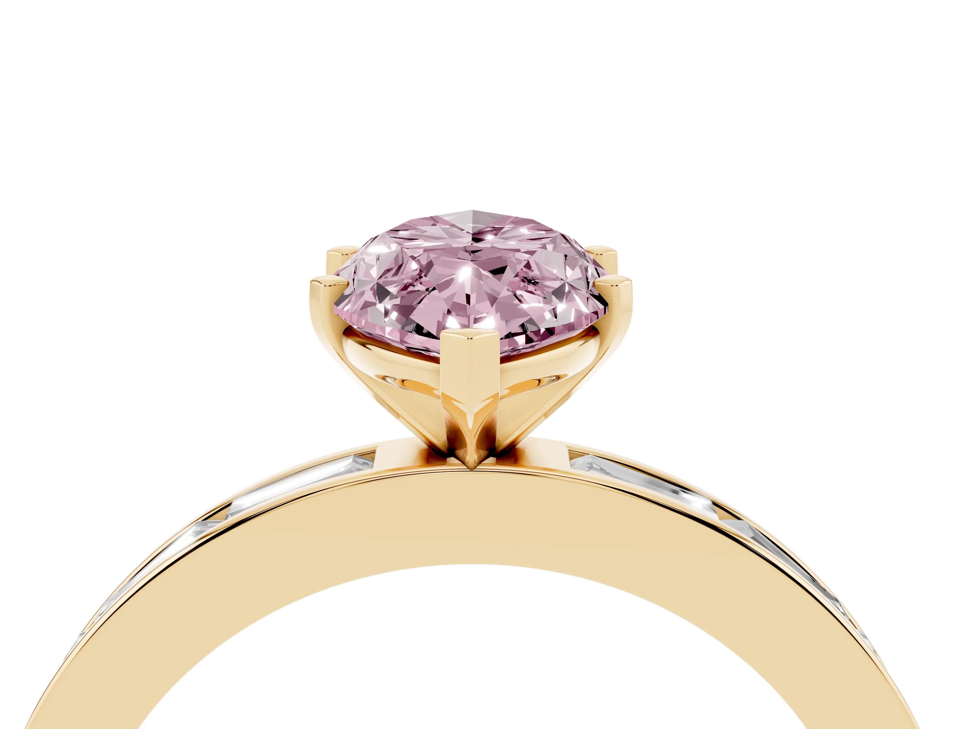 Marquise Channel Set Engagement Ring Setting for a Fancy Pink Lab-Grown Diamond | Yellow Gold