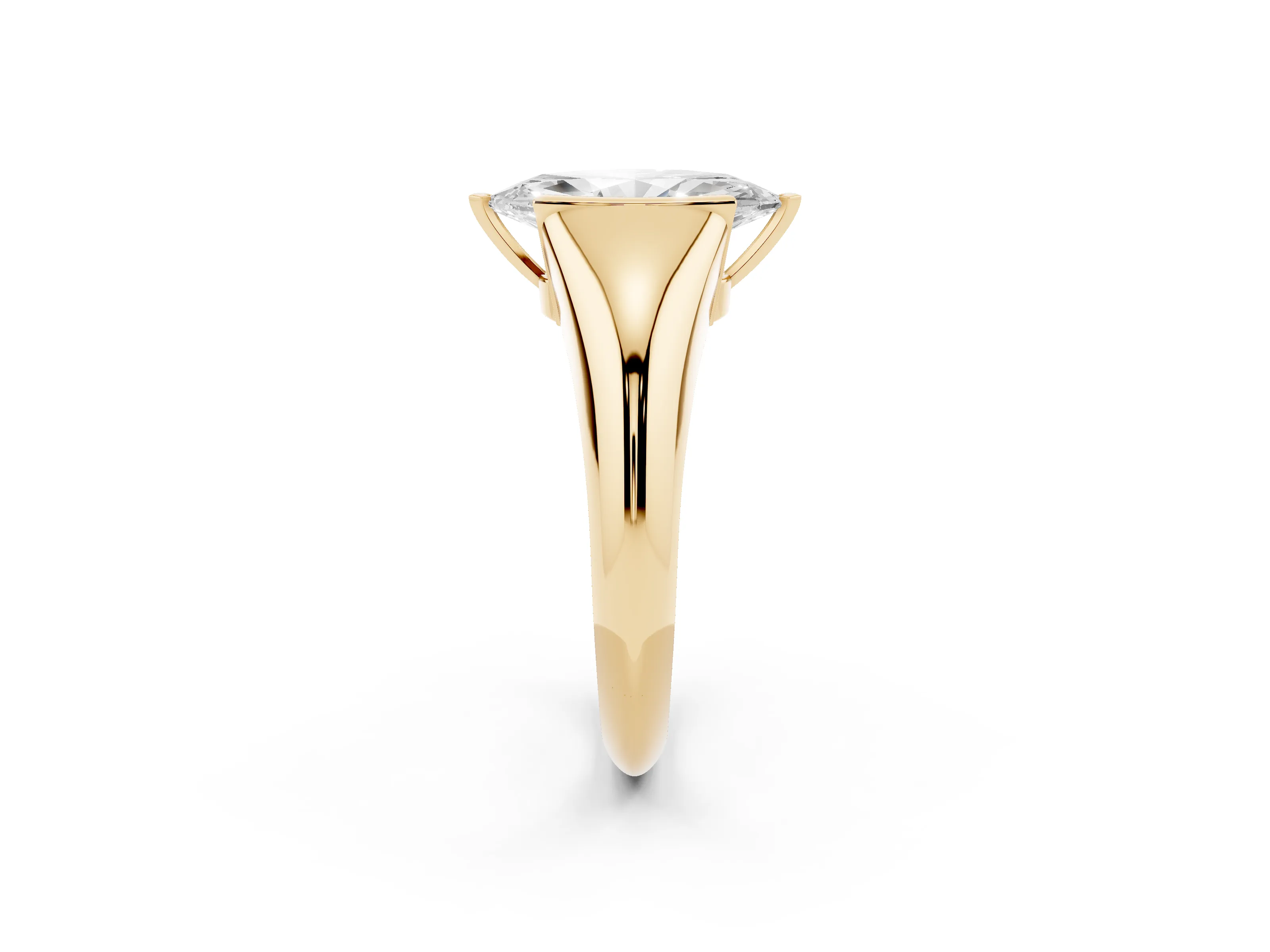 Marquise Cut Diamond Solitaire Tension Set Ring Set in Yellow gold