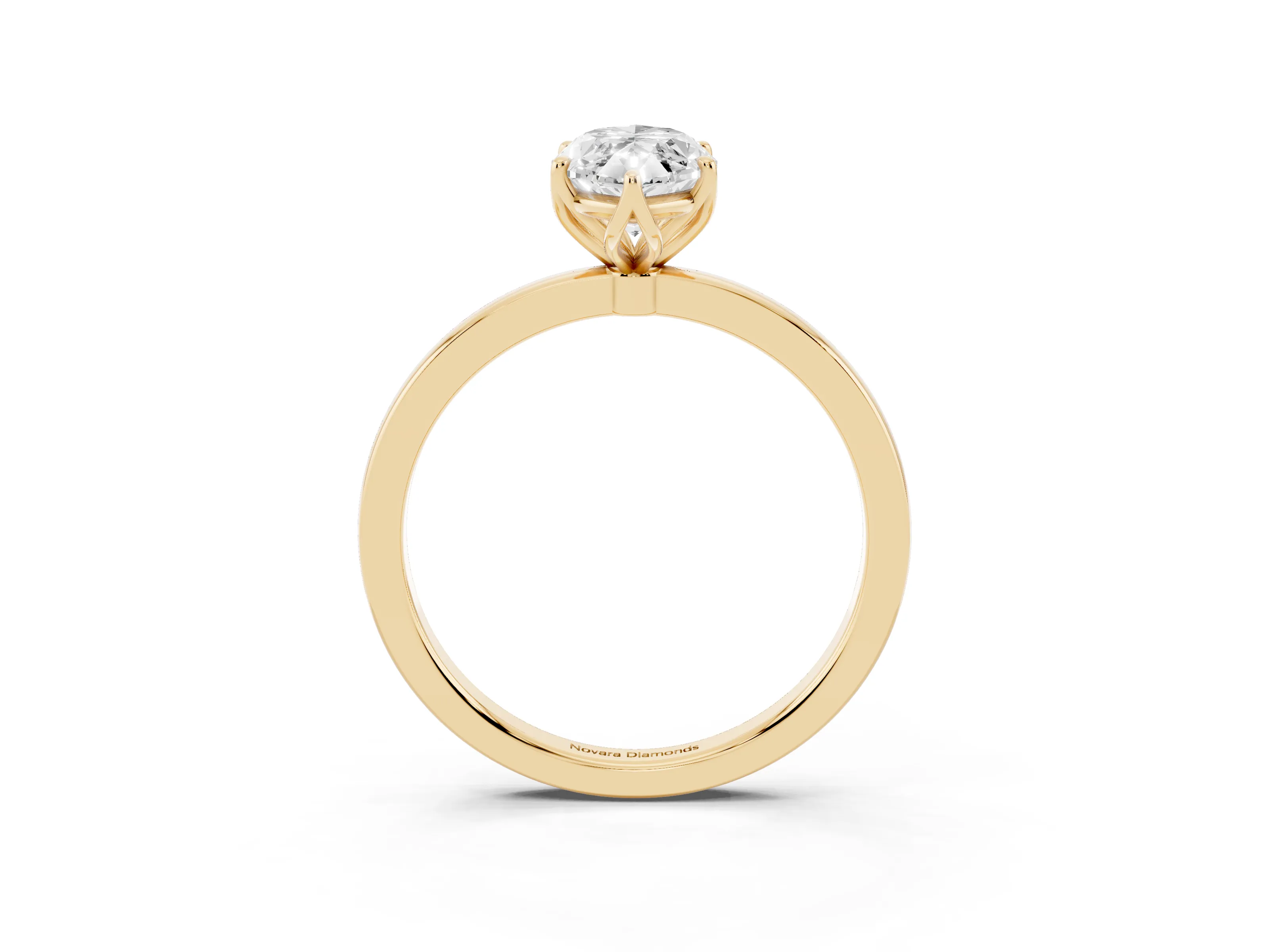 Marquise Cut Diamond Solitaire Ring Set in Yellow gold with Prong Setting and Thin Polished Band