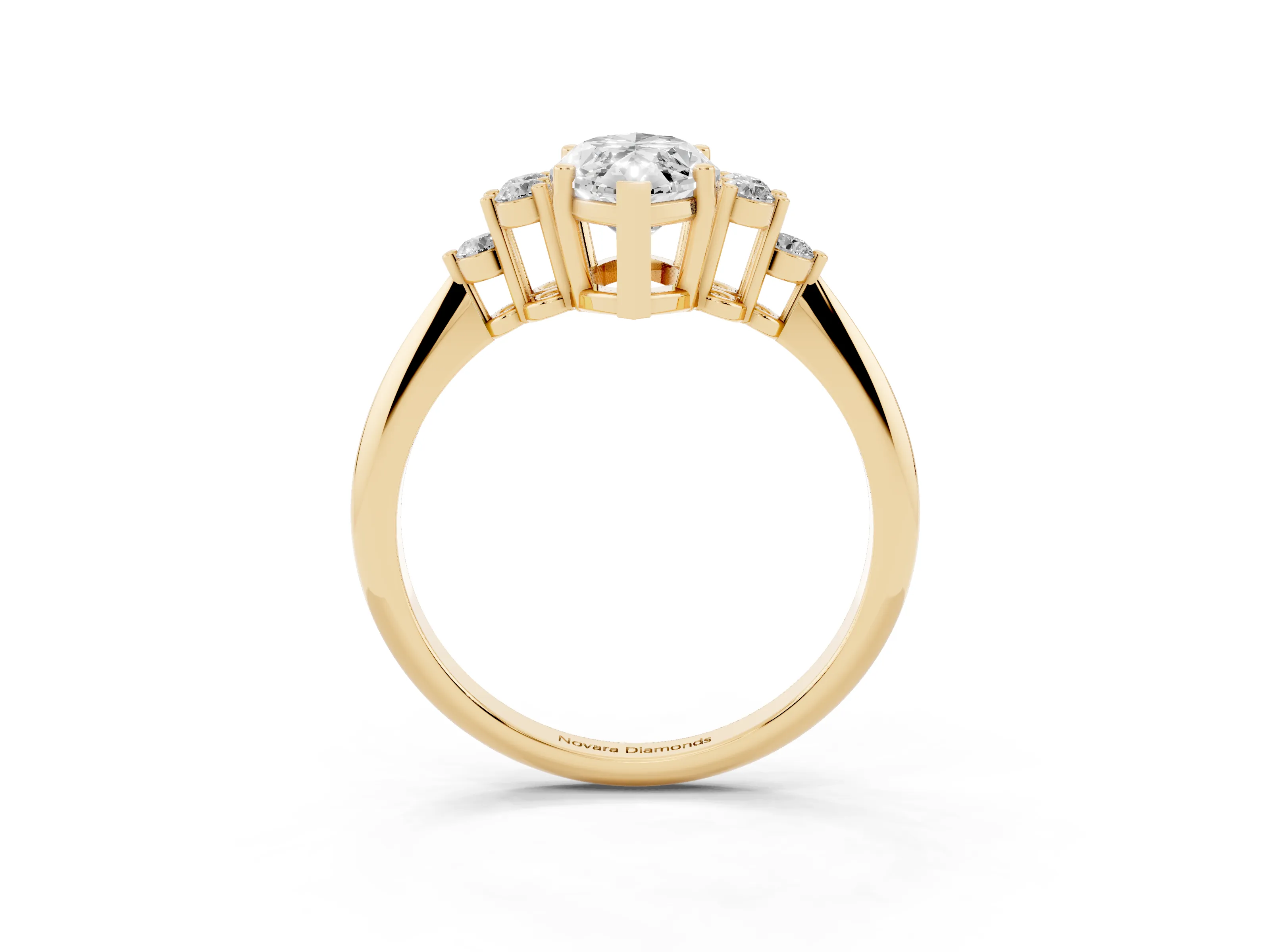 Marquise Cut Diamond Cluster Ring Set in Yellow gold with Plain Band and Prong Setting