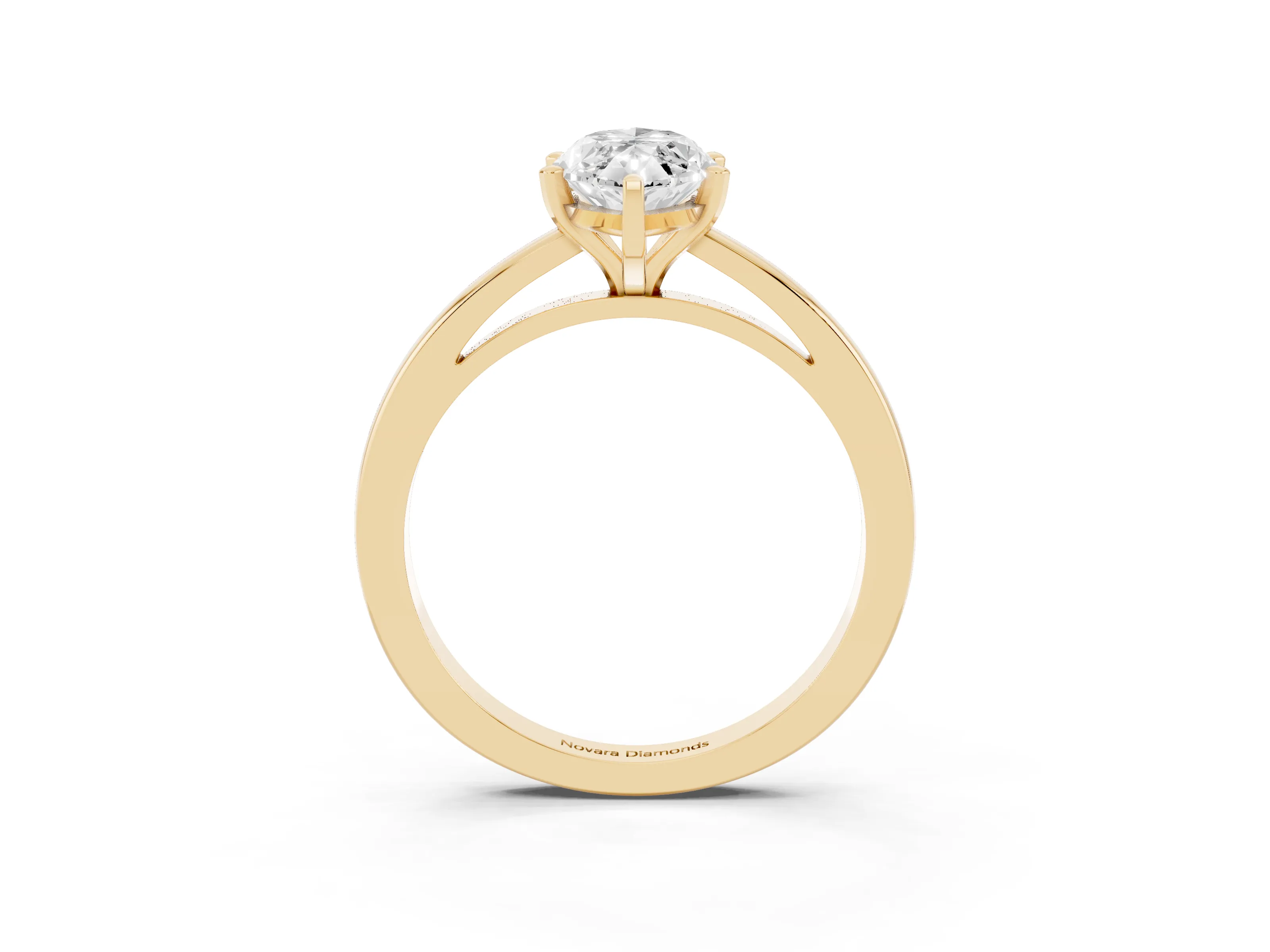 Marquise Cut Diamond Solitaire Engagement Ring Set in Yellow gold with Prong Setting on a Classic Band