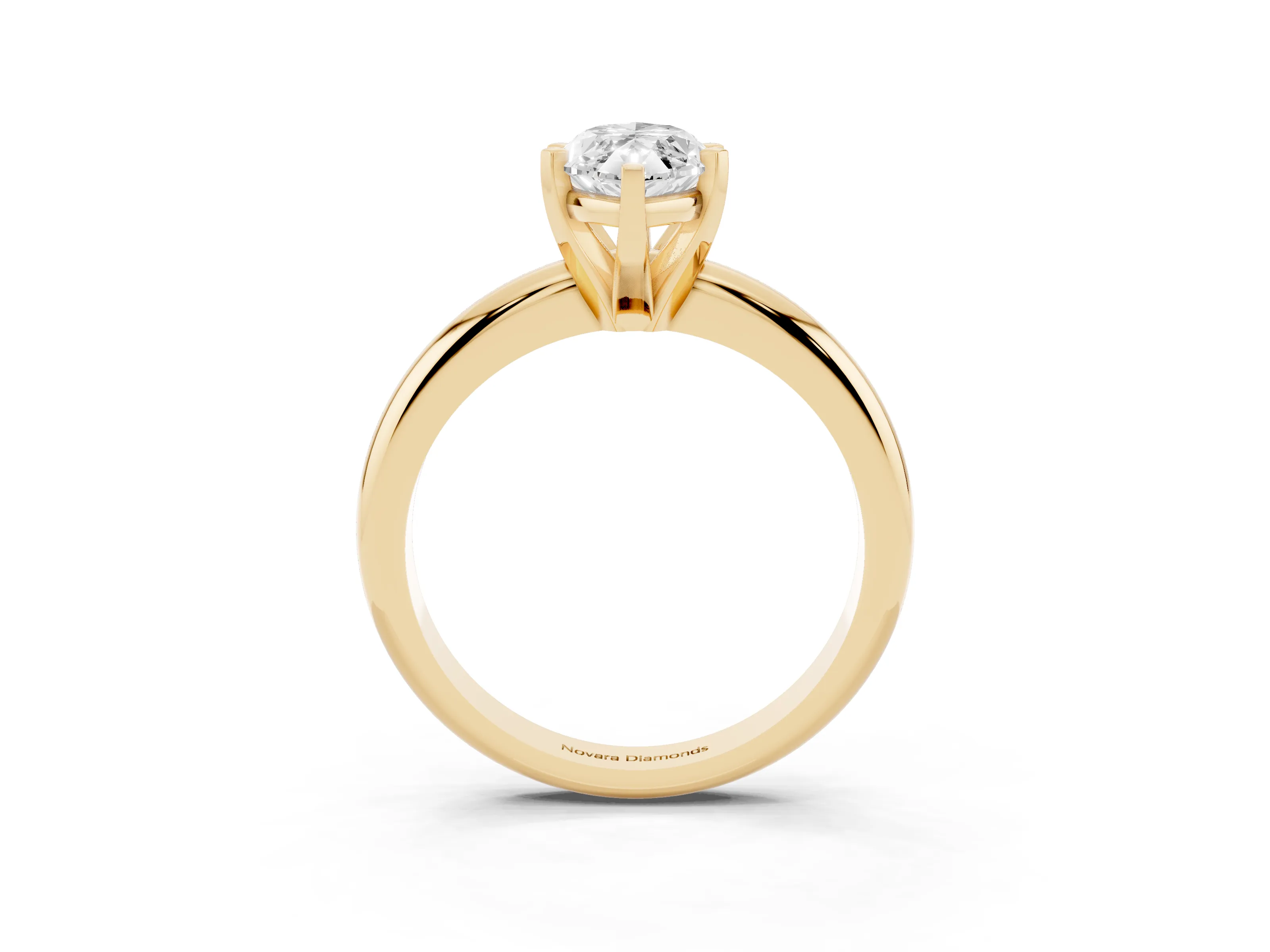 Marquise Cut Diamond Solitaire Engagement Ring Set in Yellow gold with Round Band and Prong Setting