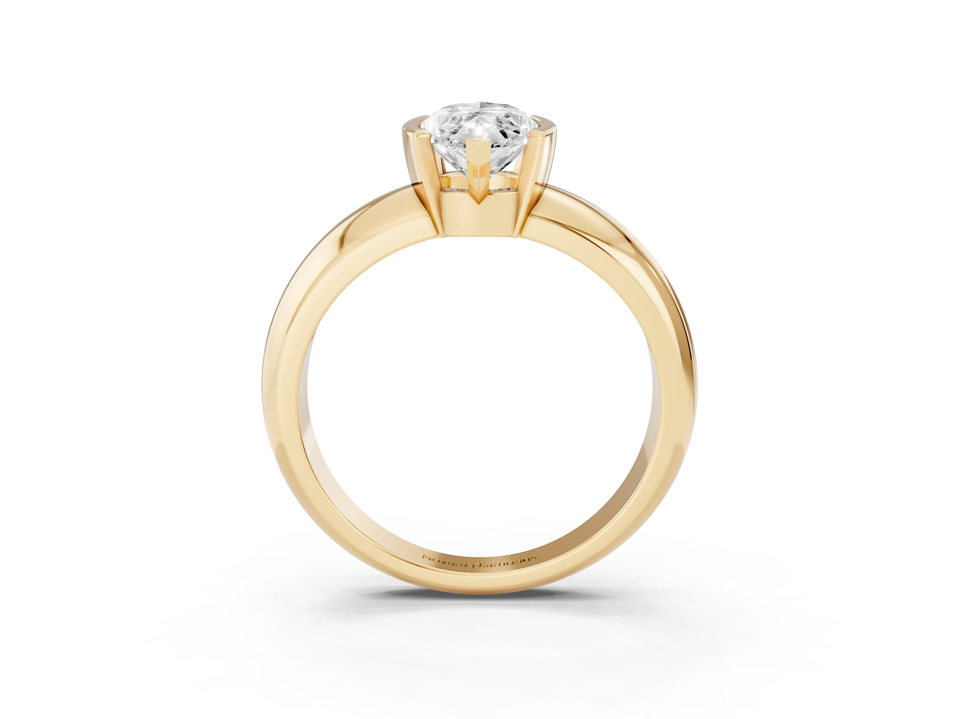 Marquise Cut Diamond Solitaire Tension Set Ring Set in Yellow gold with Wide Band