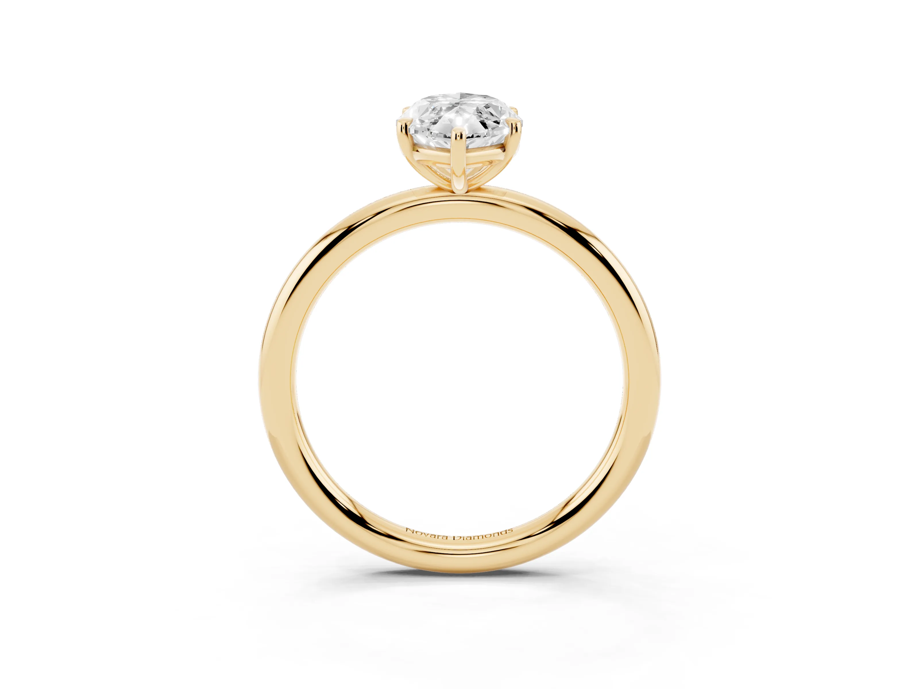 Marquise Cut Diamond Solitaire Ring Set in Yellow gold with Prong Setting on a Polished Plain Band