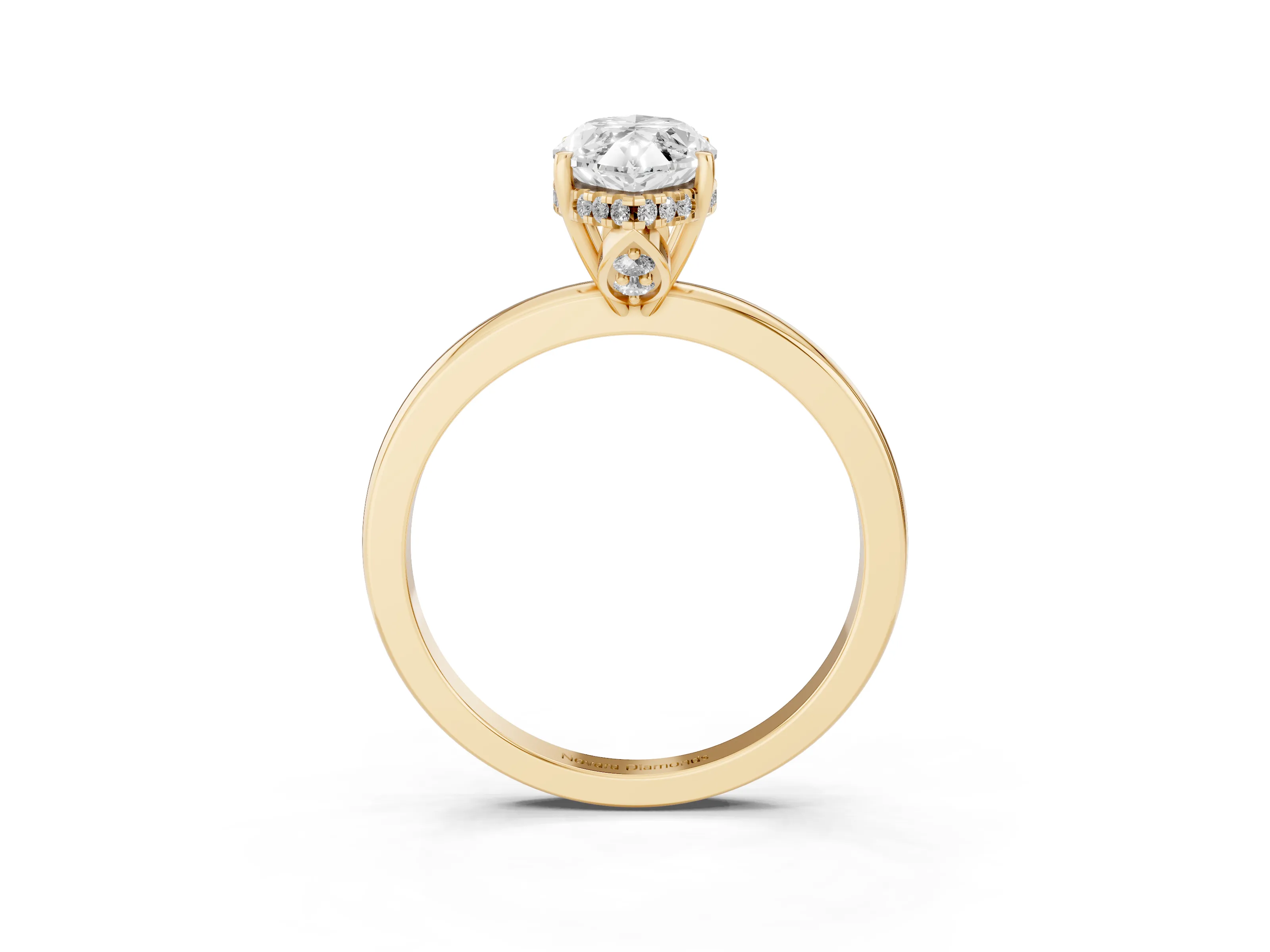 Marquise Cut Diamond Solitaire Ring Set in Yellow gold with Plain Band and Prong Setting