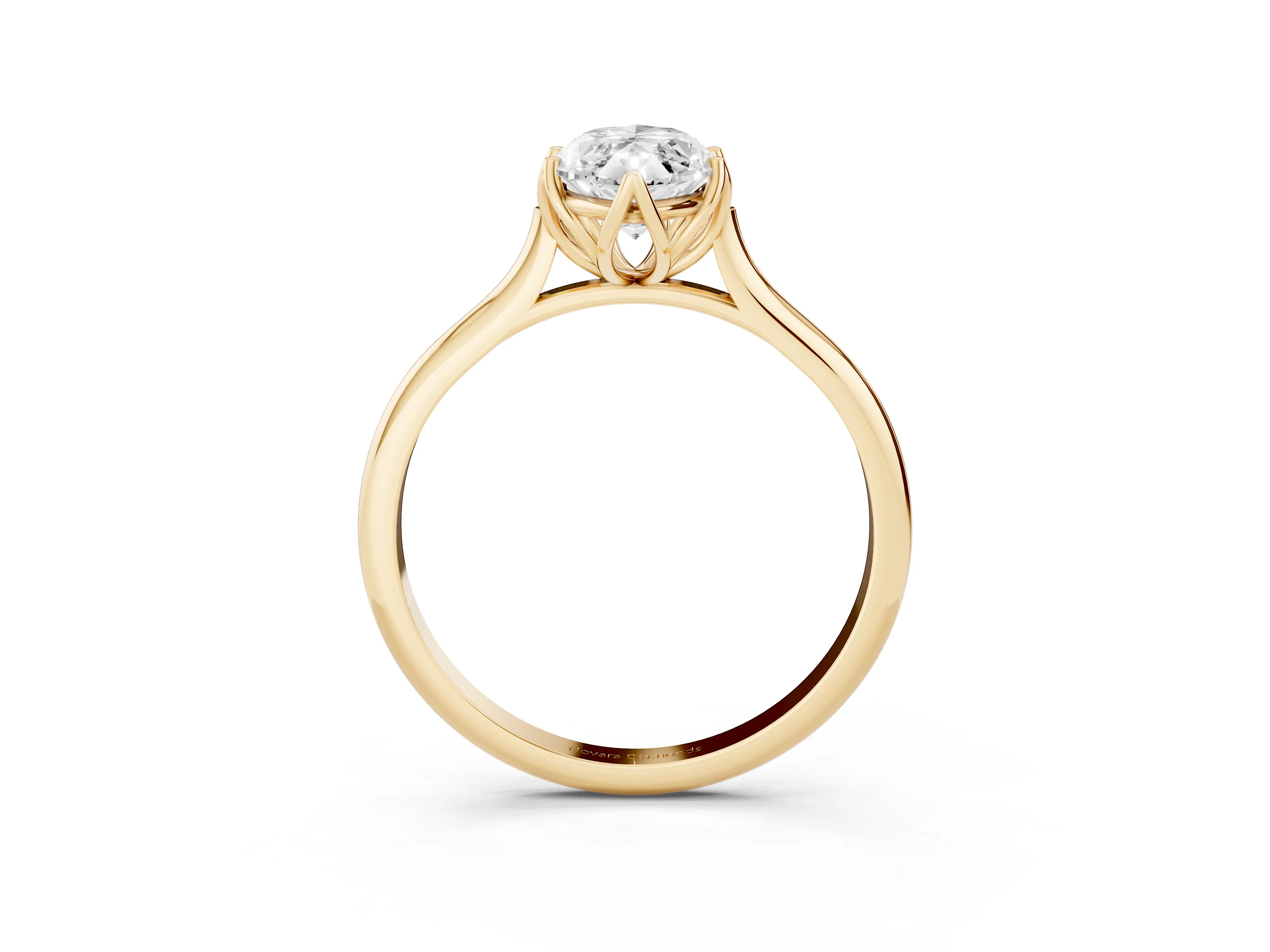 Marquise Cut Diamond Solitaire Cathedral Ring Set in Yellow gold with Prong Setting