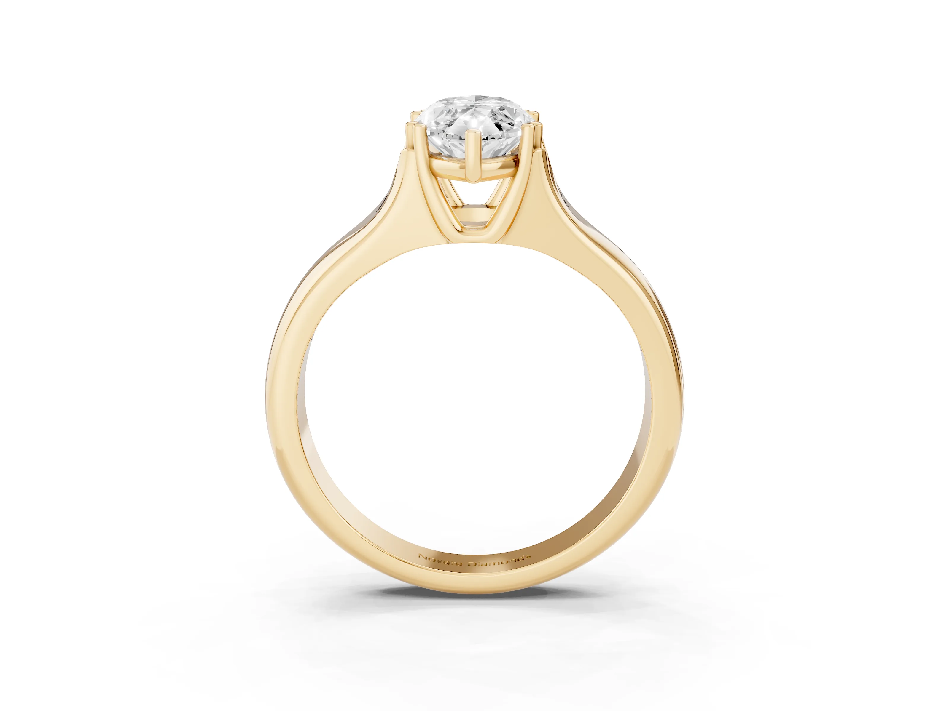 Marquise Cut Diamond Solitaire Ring Set in Yellow gold with Wide Band and Prong Setting