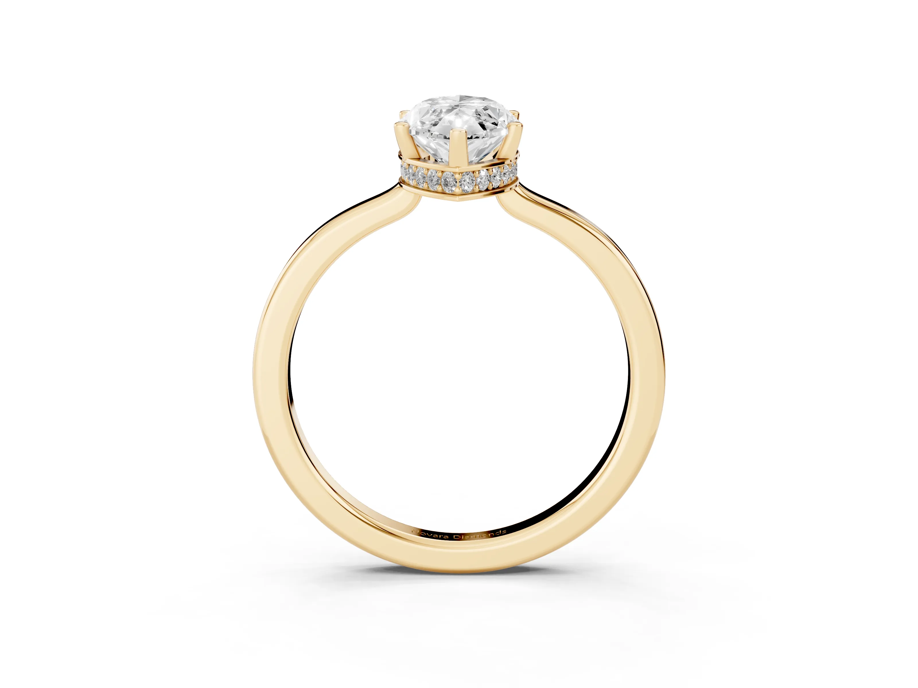 Marquise Cut Diamond Solitaire Engagement Ring Set in Yellow gold with Prong Setting on a Plain Band