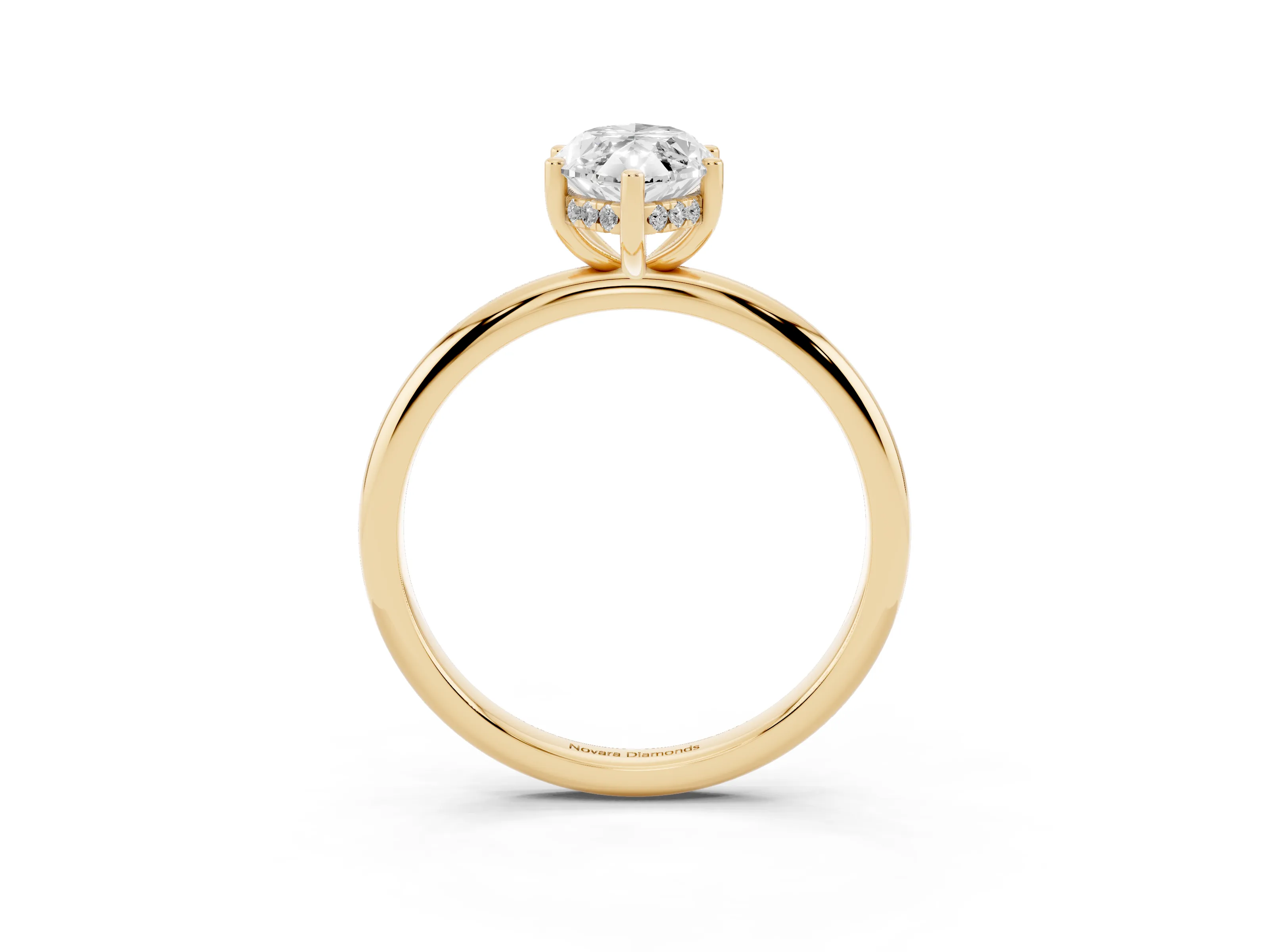 Marquise Cut Diamond Solitaire Engagement Ring Set in Yellow gold with Prong Setting and Polished Band
