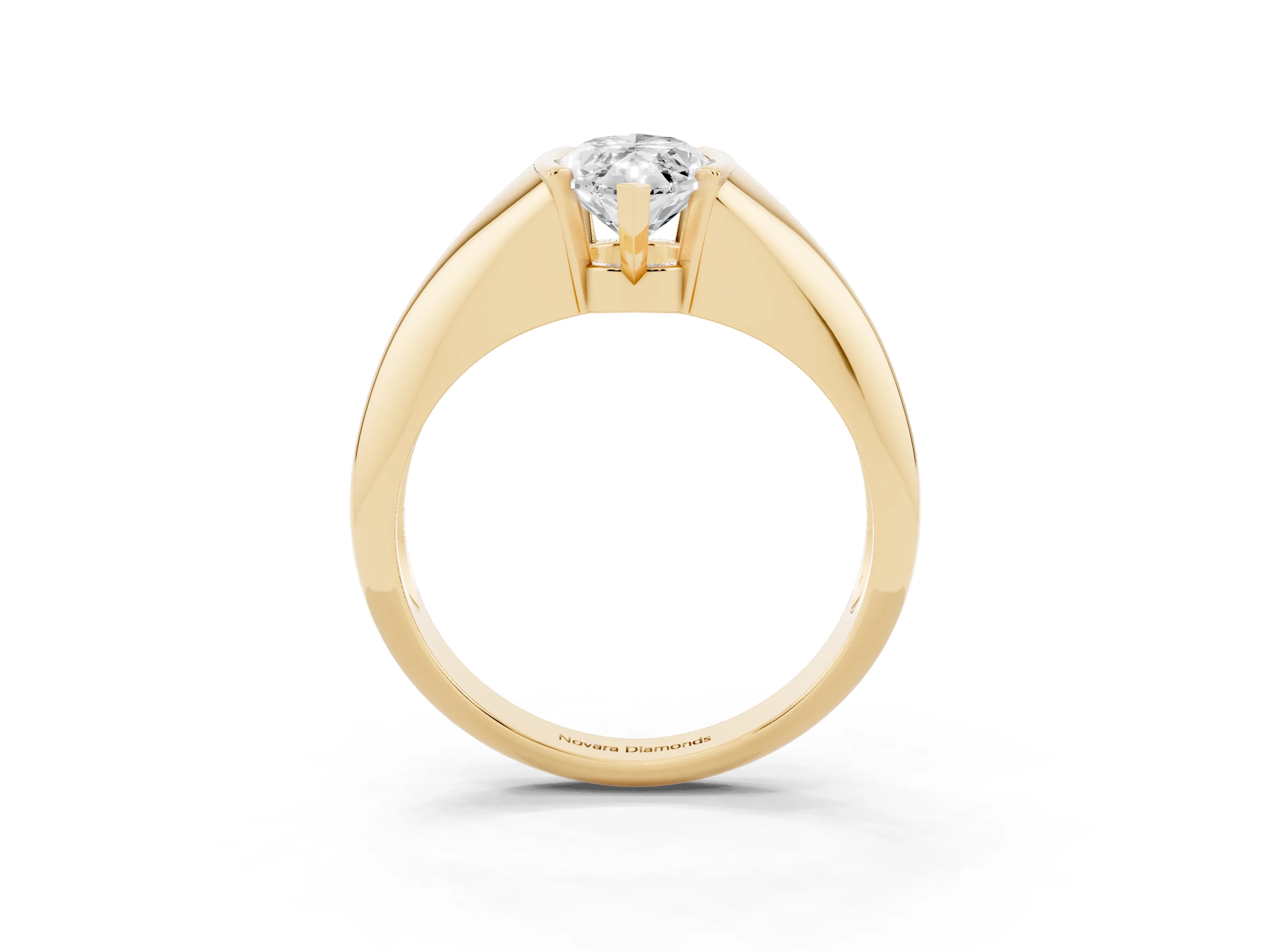 Marquise Cut Diamond Solitaire Tension Set Ring Set in Yellow gold