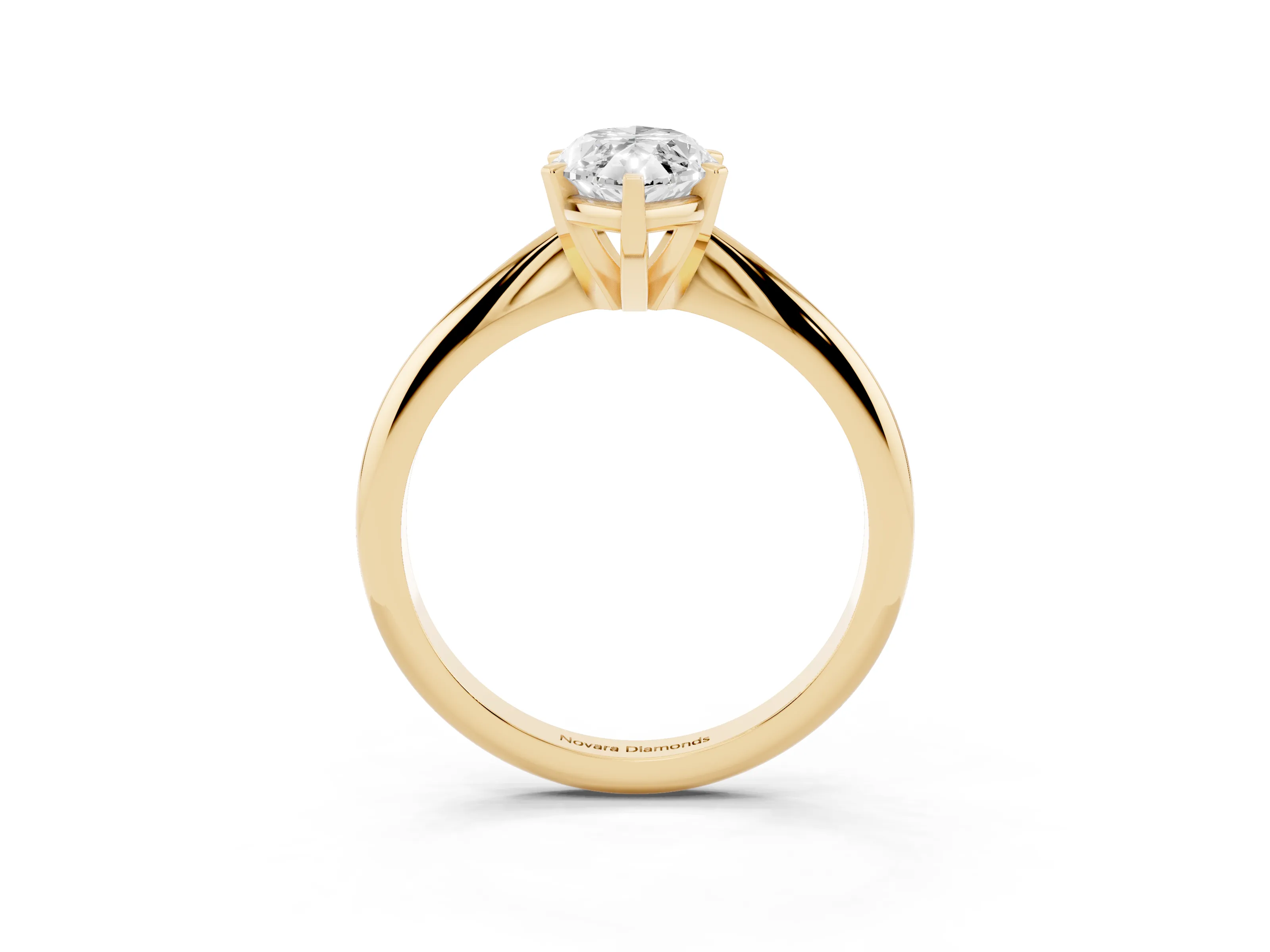 Marquise Cut Diamond Solitaire Ring Set in Yellow gold with Prong Setting on a Plain Round Band