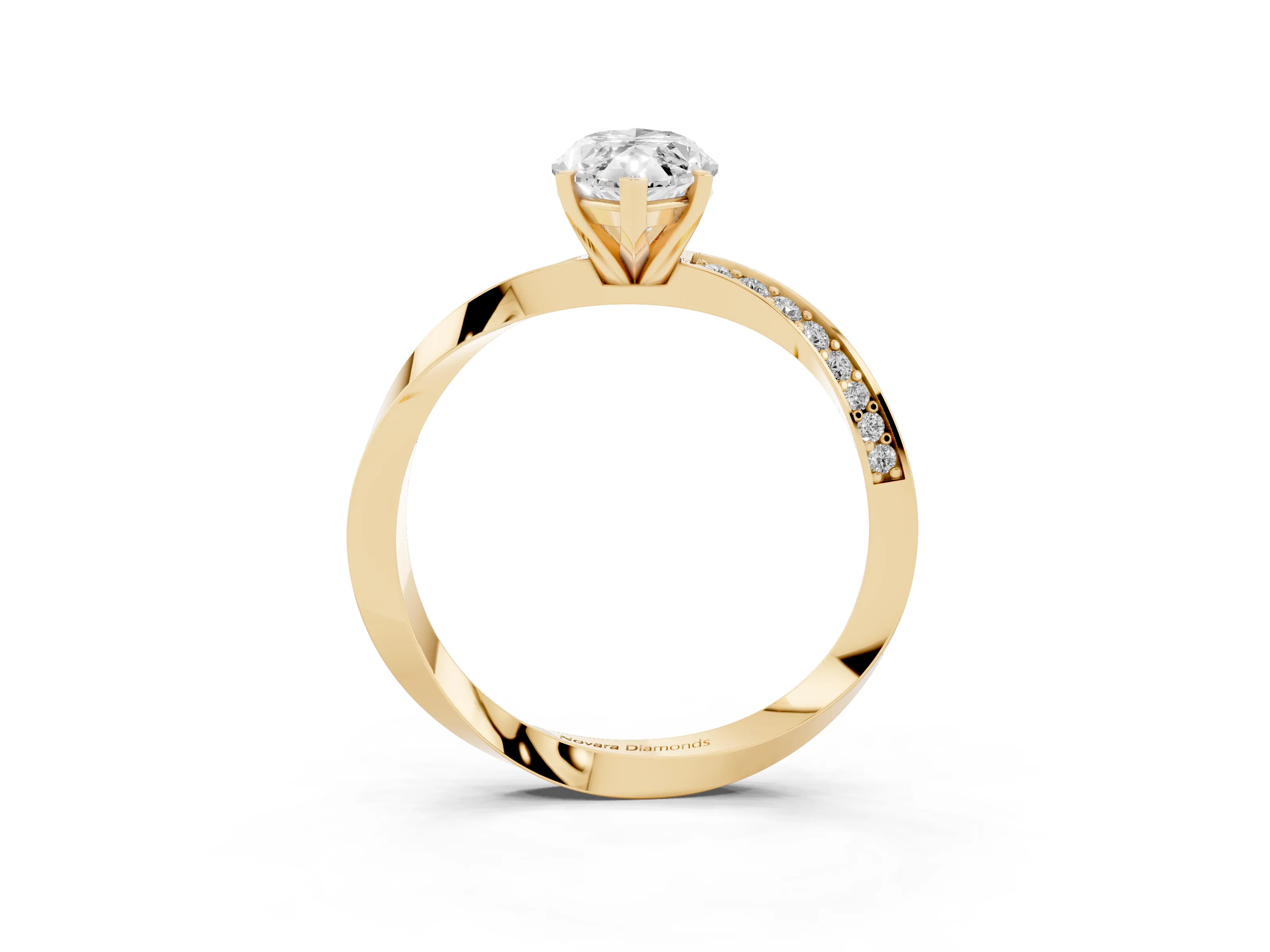 Marquise Cut Diamond Engagement Ring Set in Yellow gold with Side Stone Accents and Prong Setting