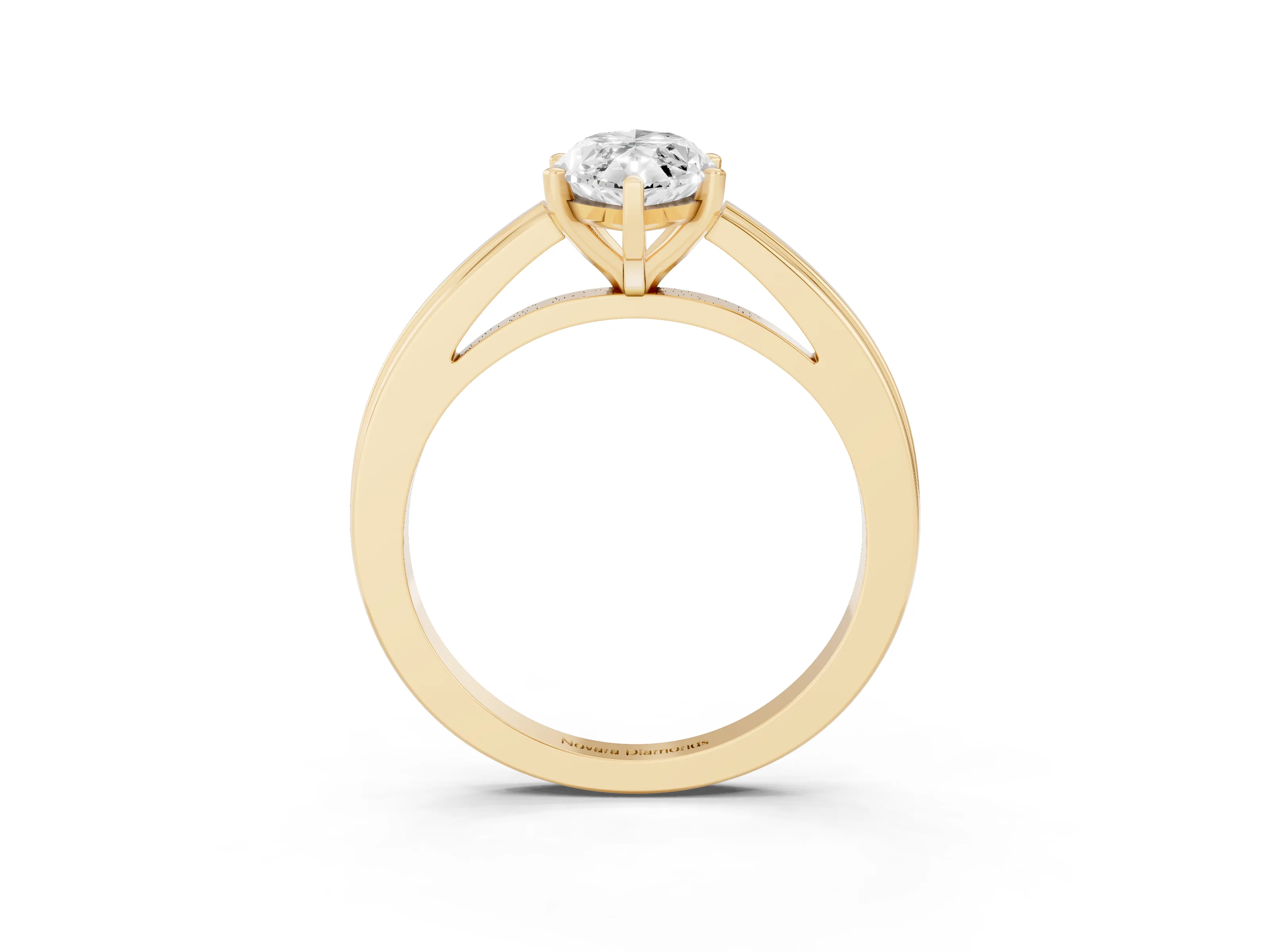 Marquise Cut Diamond Solitaire Ring Set in Yellow gold with Prong Setting and Classic Band
