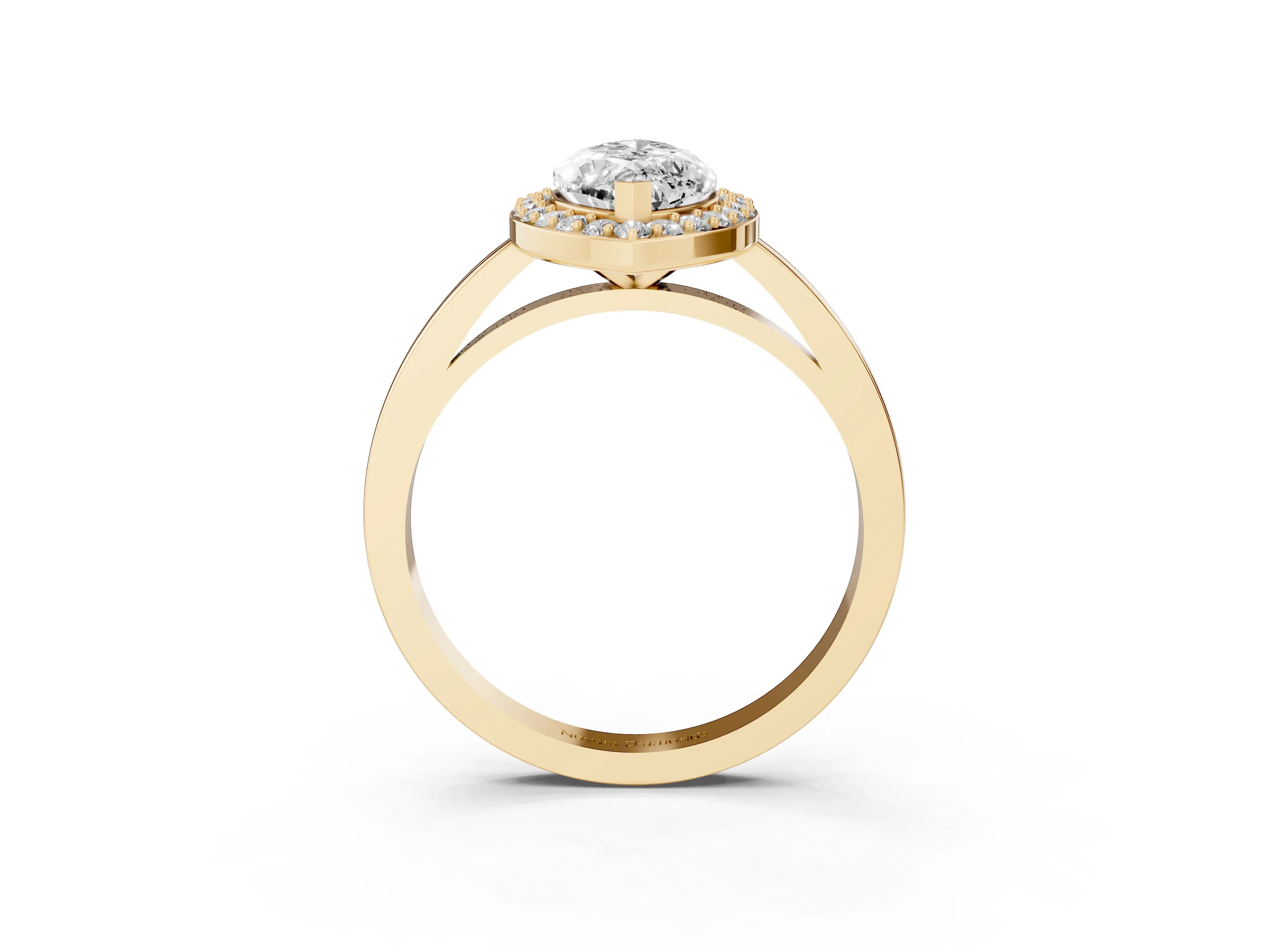 Marquise Cut Diamond Halo Ring Set in Yellow gold with Solitaire Band and Prong Setting